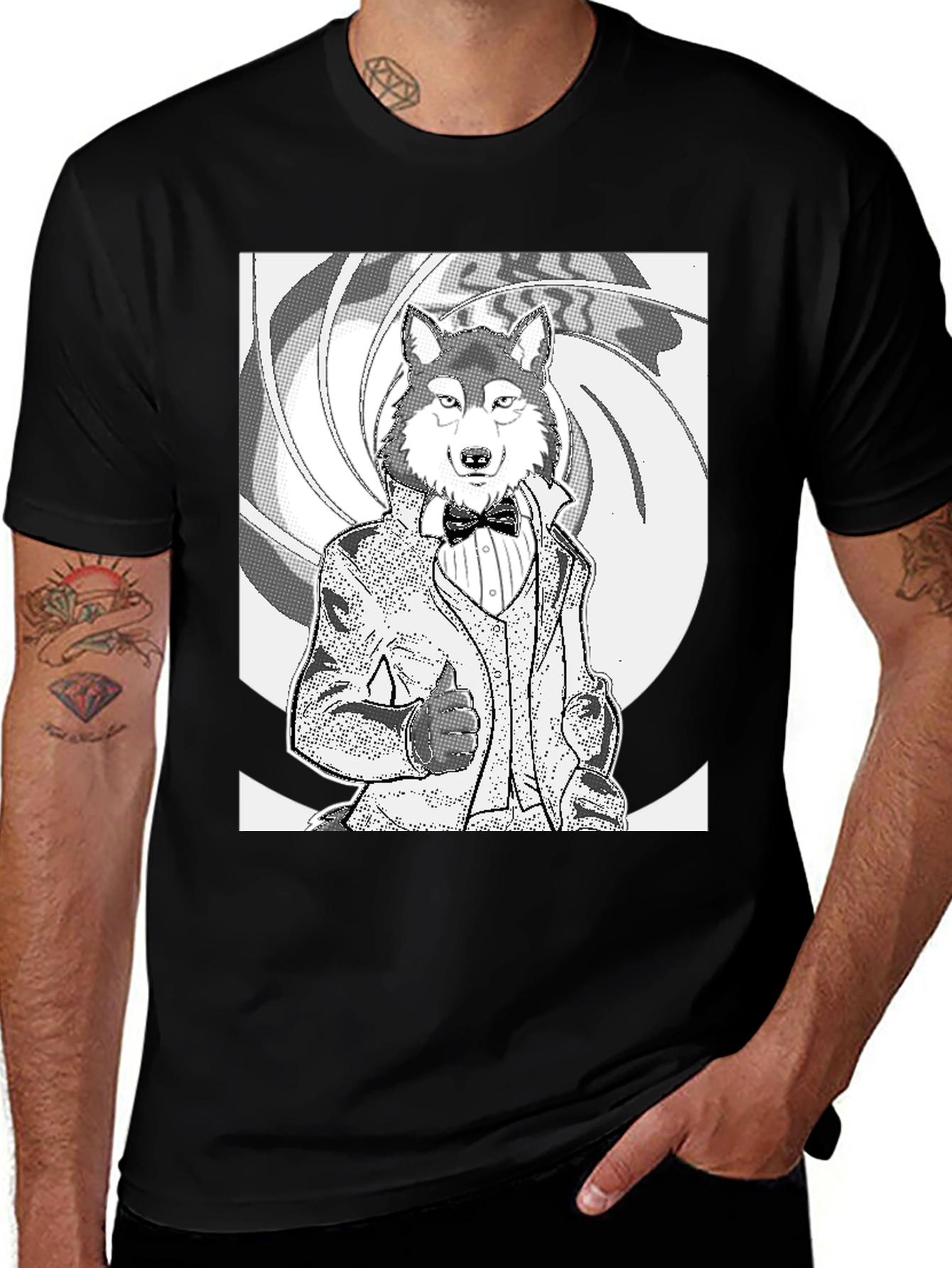 Variant 26 of Wolf Tuxedo T-Shirt - Stylish Animal Graphic Tee