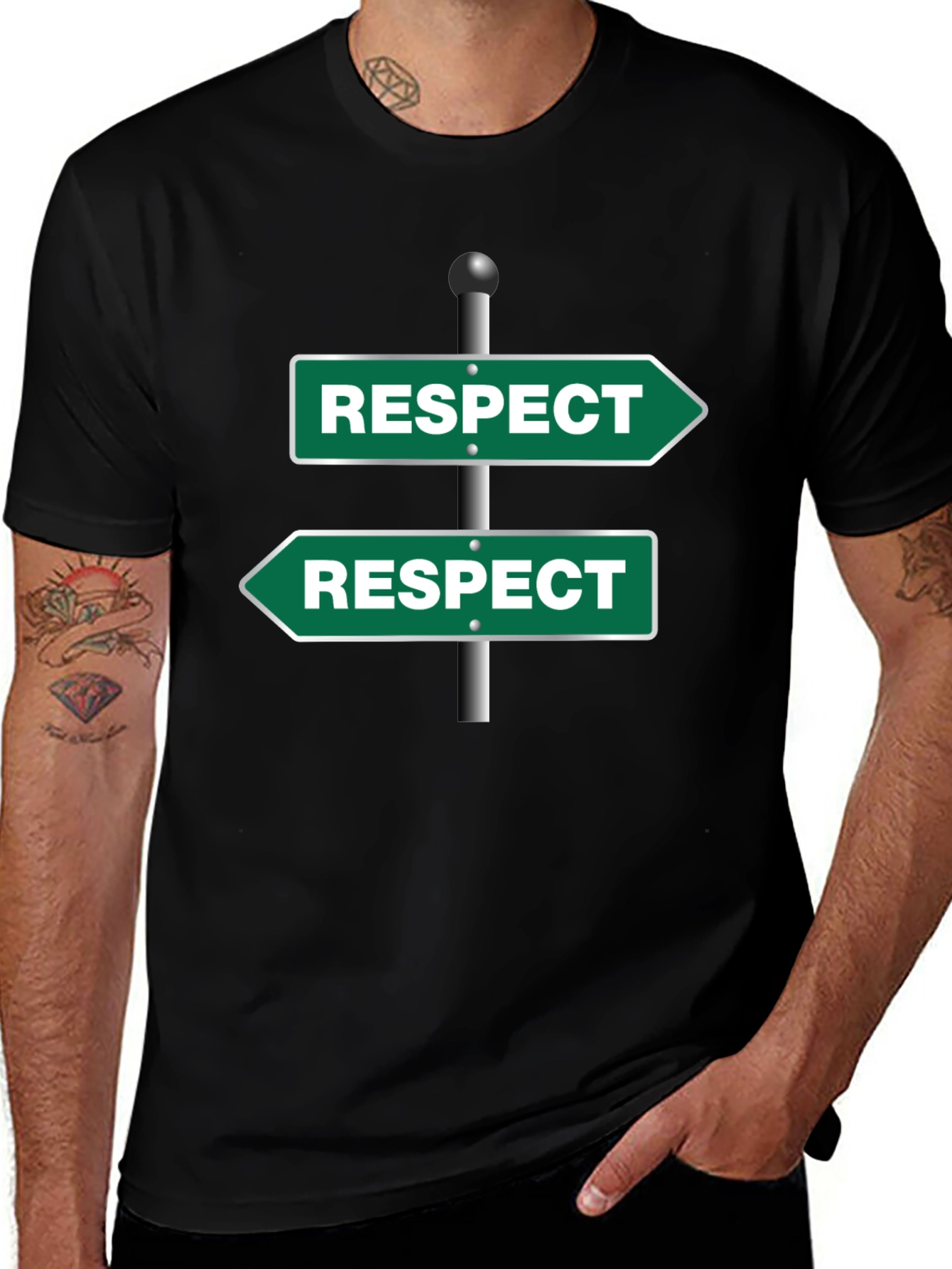 Variant 15 of Respect Sign Post T-Shirt - Directional Graphic Tee