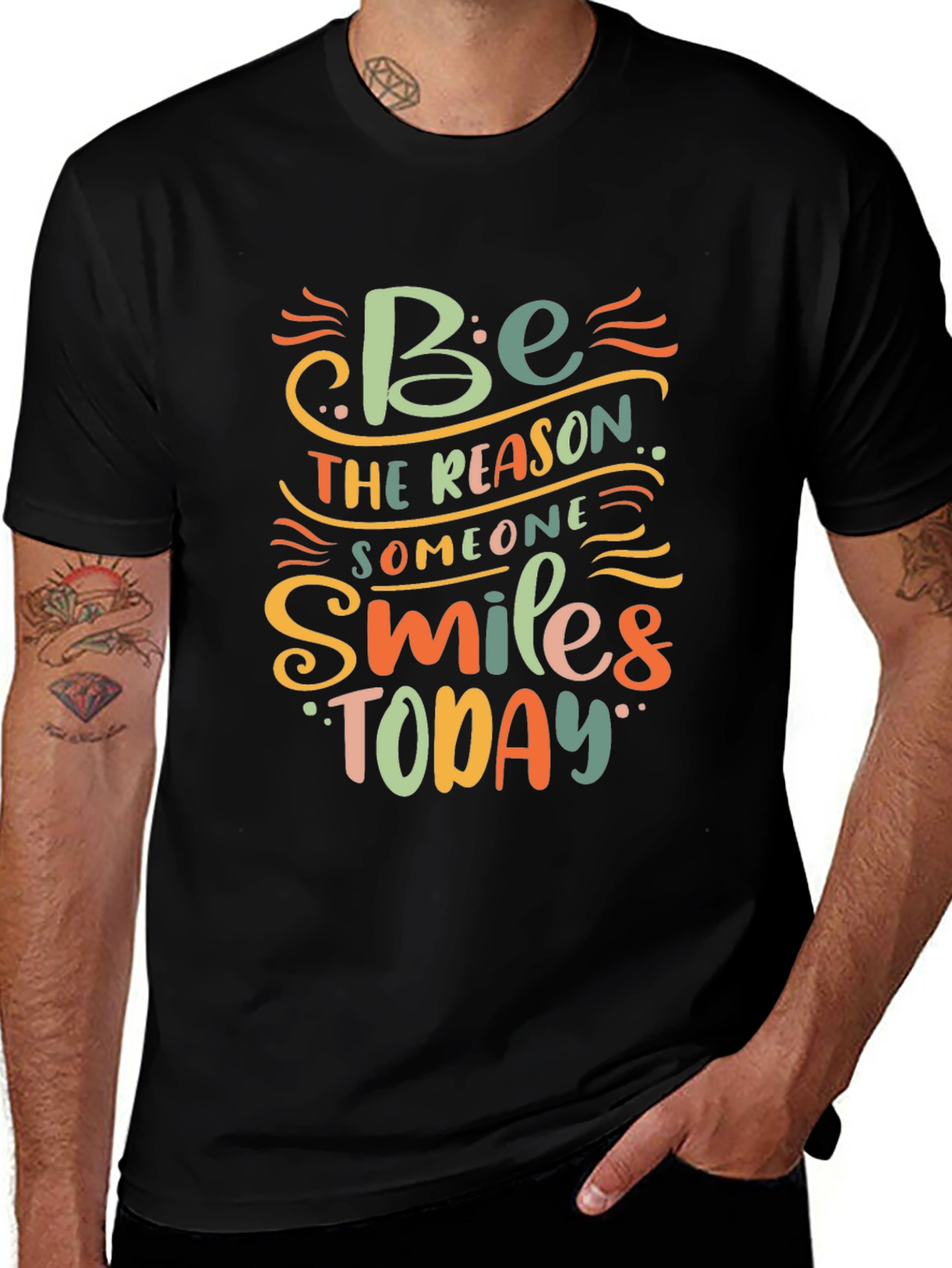 Variant 19 of Inspirational Black T-Shirt - Be the Reason Someone Smiles Today