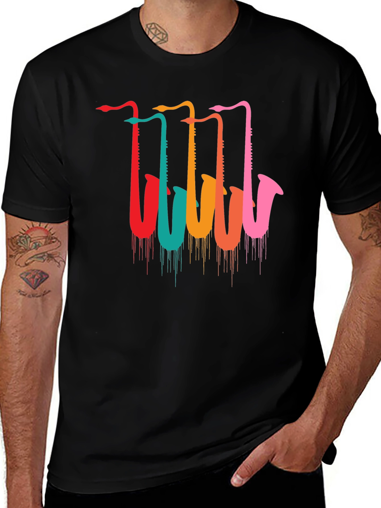 Variant 12 of Saxophone Drip Graphic T-Shirt - Cool Music Lover Tee