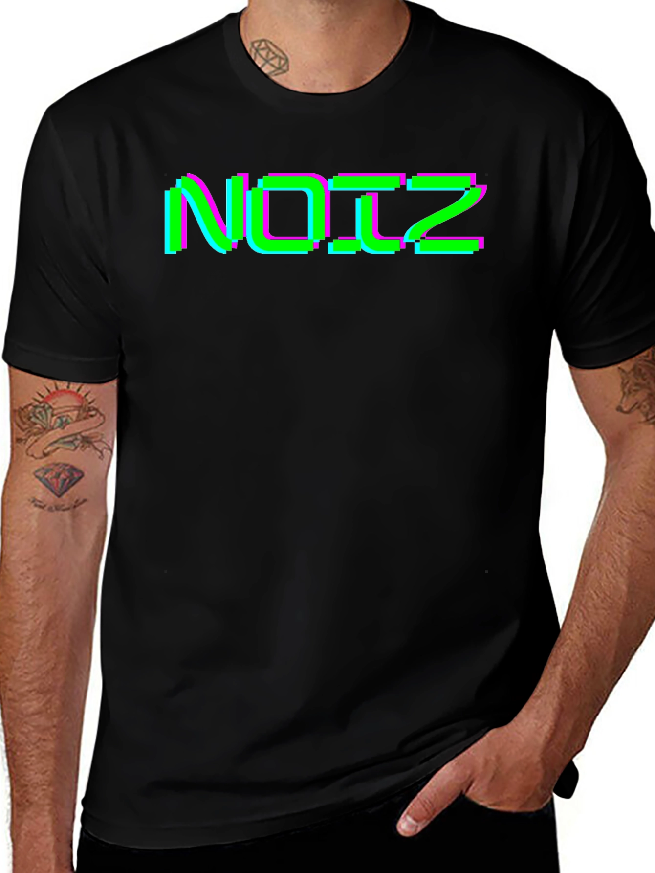 Variant 26 of Retro Glitch Noiz Black T-Shirt