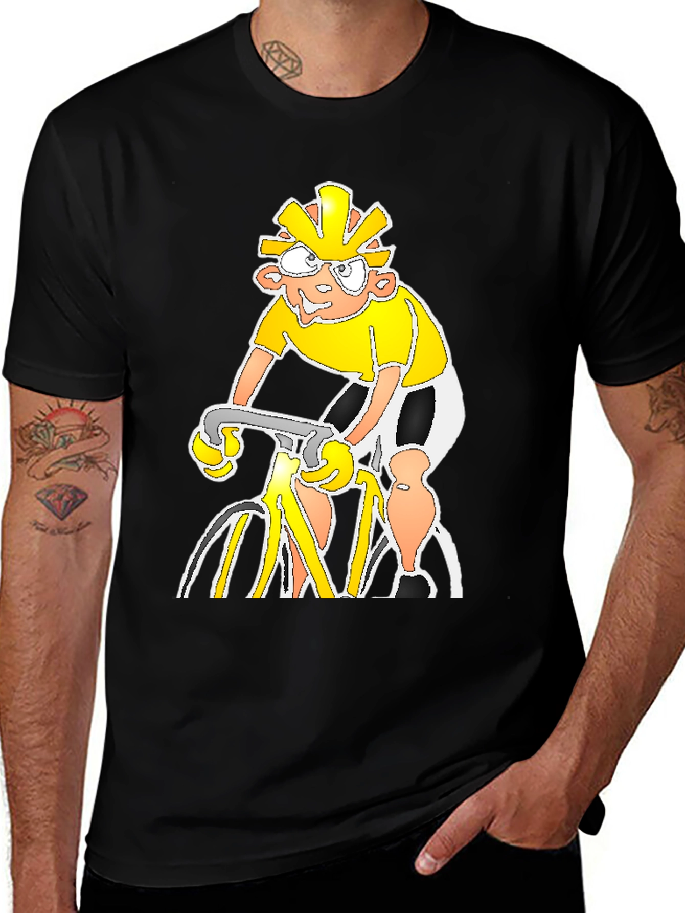 Variant 17 of Cartoon Cyclist Black T-Shirt