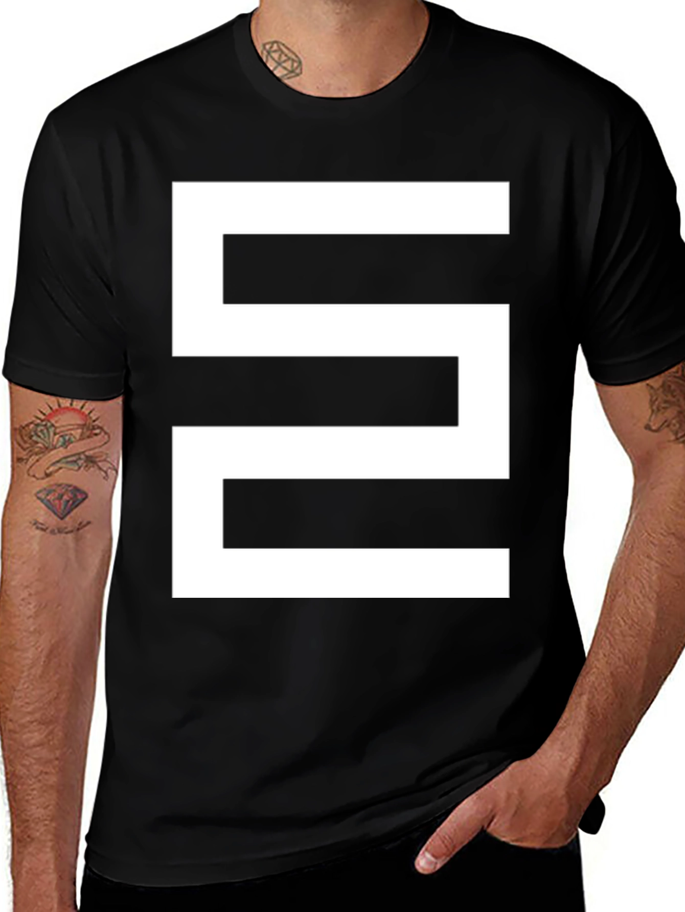 Variant 3 of Abstract Geometric Graphic Black T-Shirt
