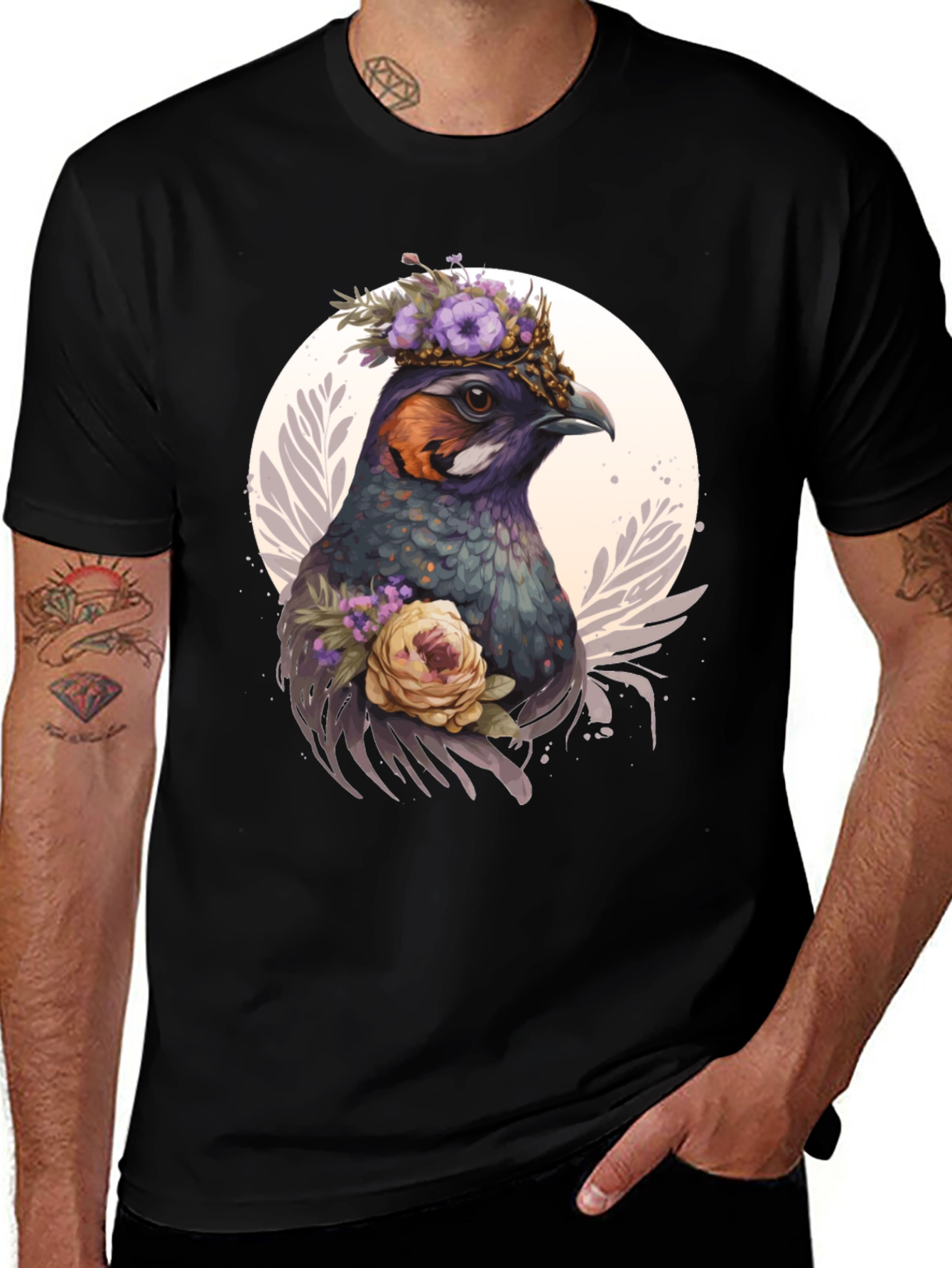 Variant 15 of Floral Bird T-Shirt - Nature Inspired Graphic Tee