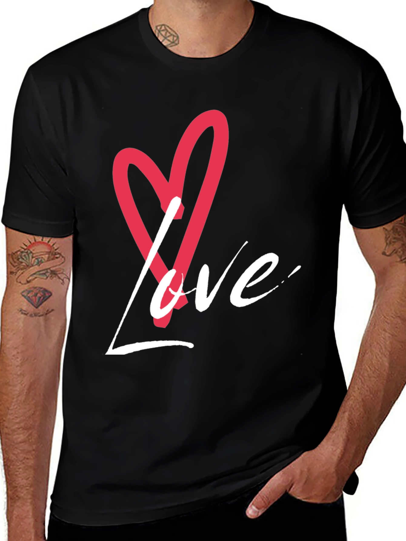 Variant 16 of Love Heart Graphic Black T-Shirt for Men