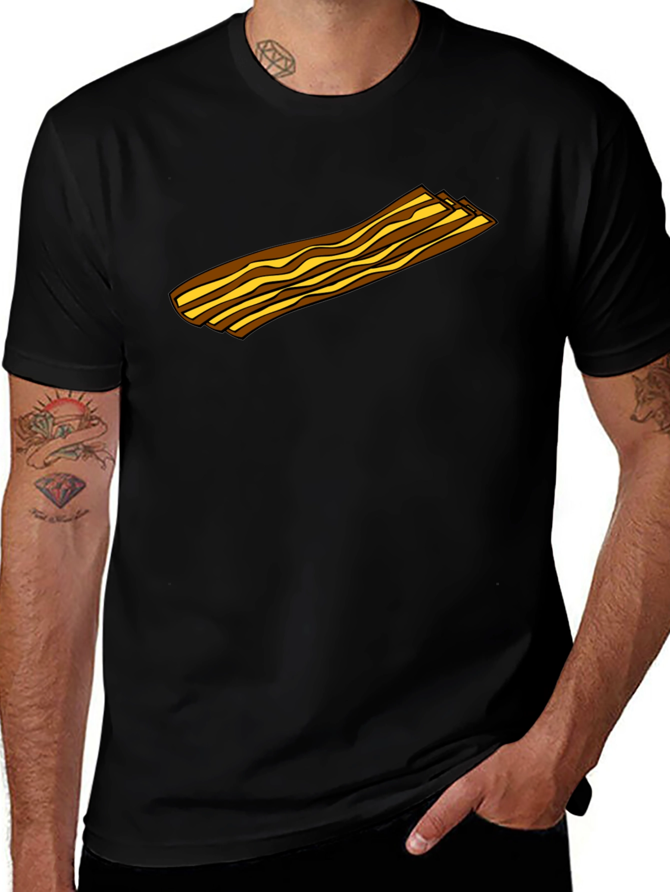 Variant 9 of Bacon Strip Graphic Tee - Novelty Food Shirt