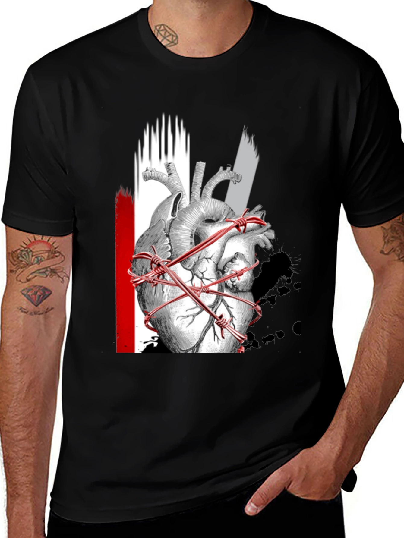 Variant 11 of Anatomical Heart Barbed Wire Graphic Tee