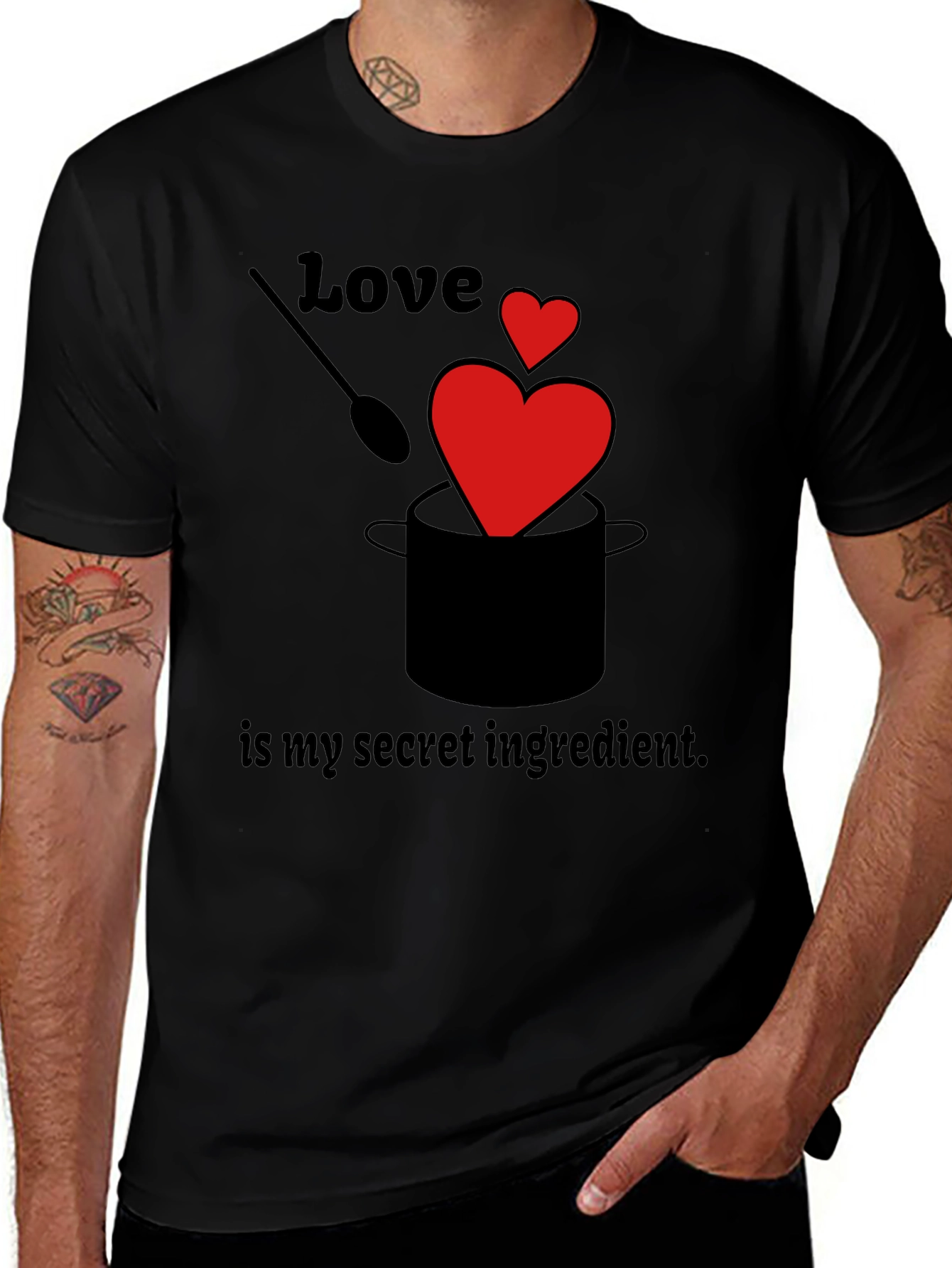 Variant 23 of Love is My Secret Ingredient Black Graphic T-Shirt