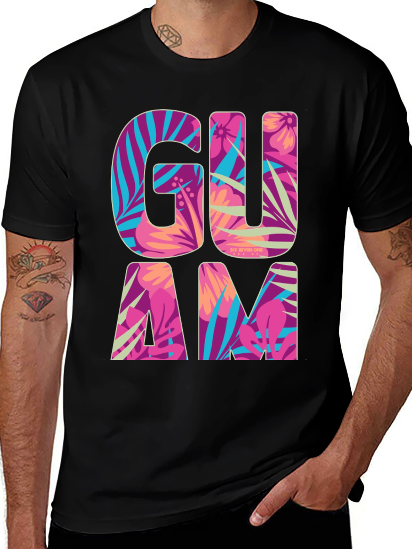 Guam Tropical Floral T-Shirt Island Souvenir Tee