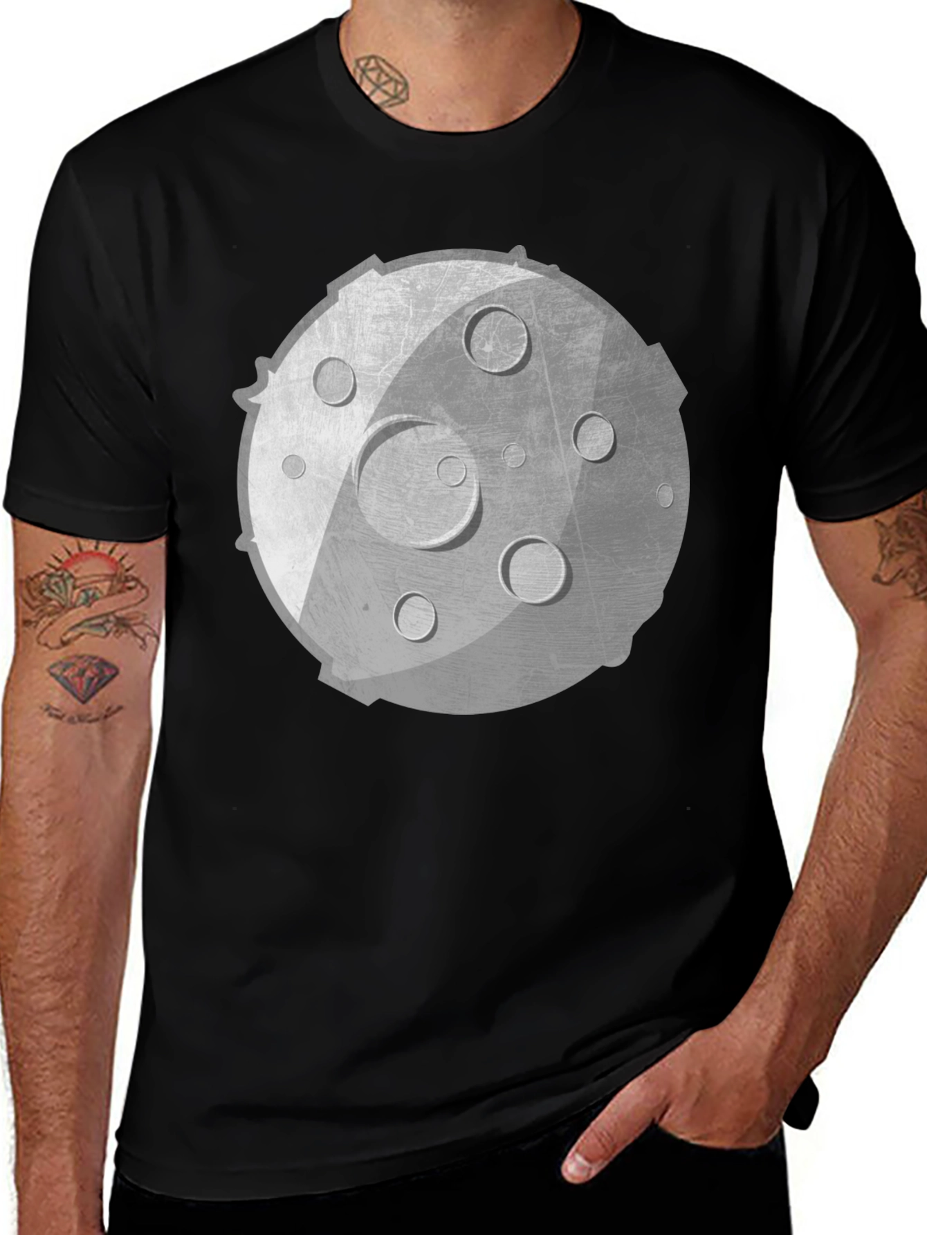 Variant 24 of Lunar Graphic Tee - Unisex Black Cotton Shirt
