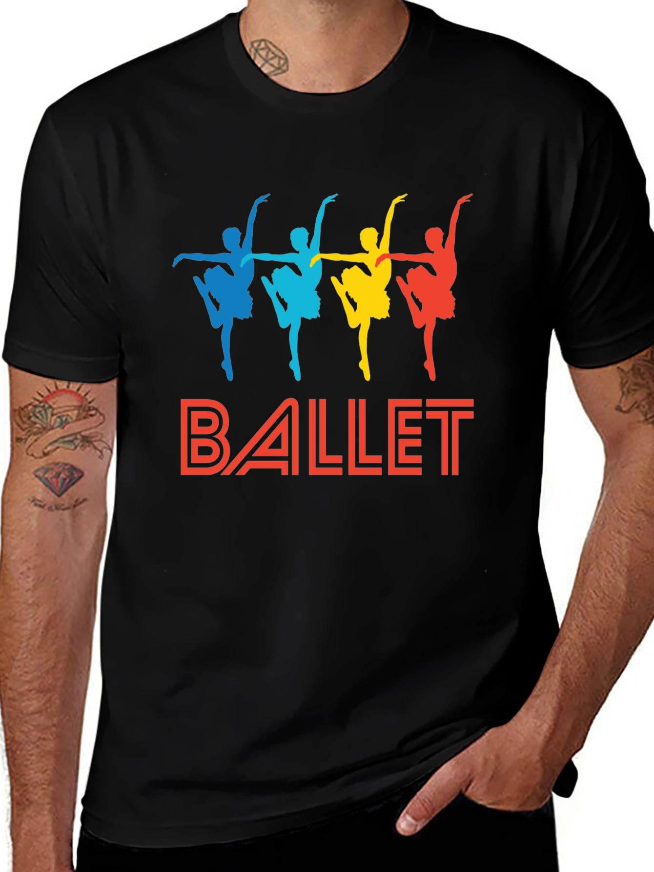 Variant 8 of Ballet Dancer Graphic Tee - Black Cotton T-Shirt