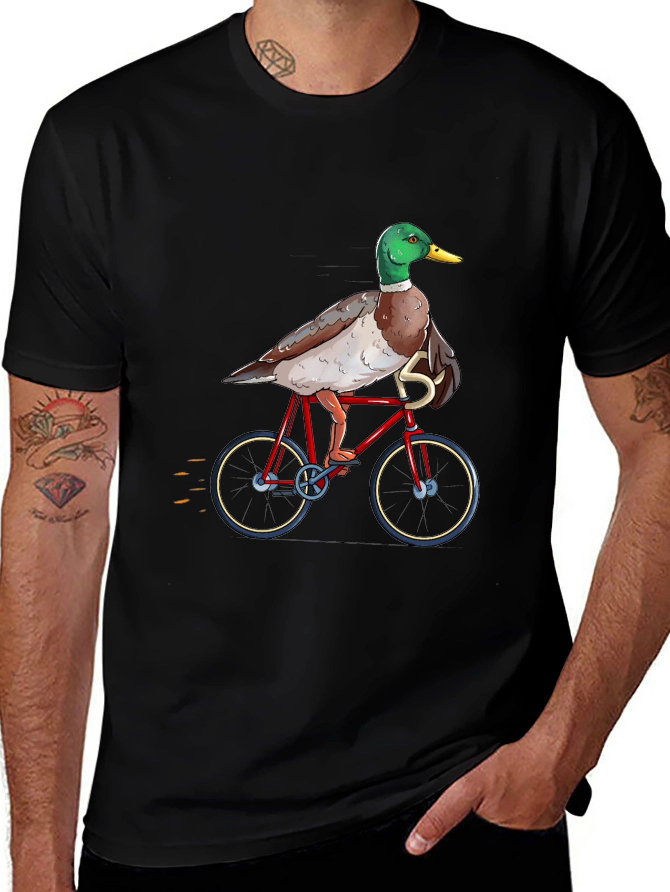 Variant 22 of Duck Riding a Bicycle T-Shirt - Unique Graphic Tee