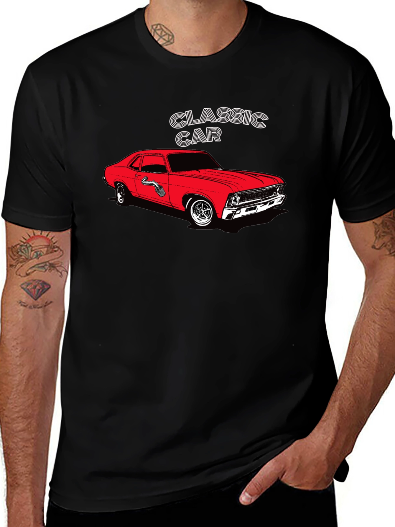 Variant 9 of Classic Car Graphic Tee - Black