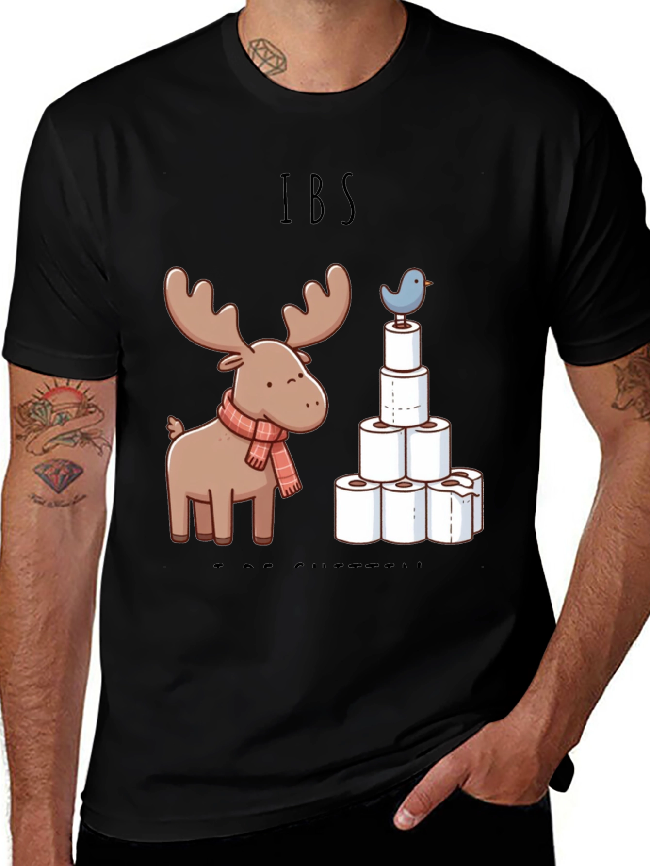 Variant 27 of IBS Humor Tee - Moose and TP Tower Graphic T-Shirt