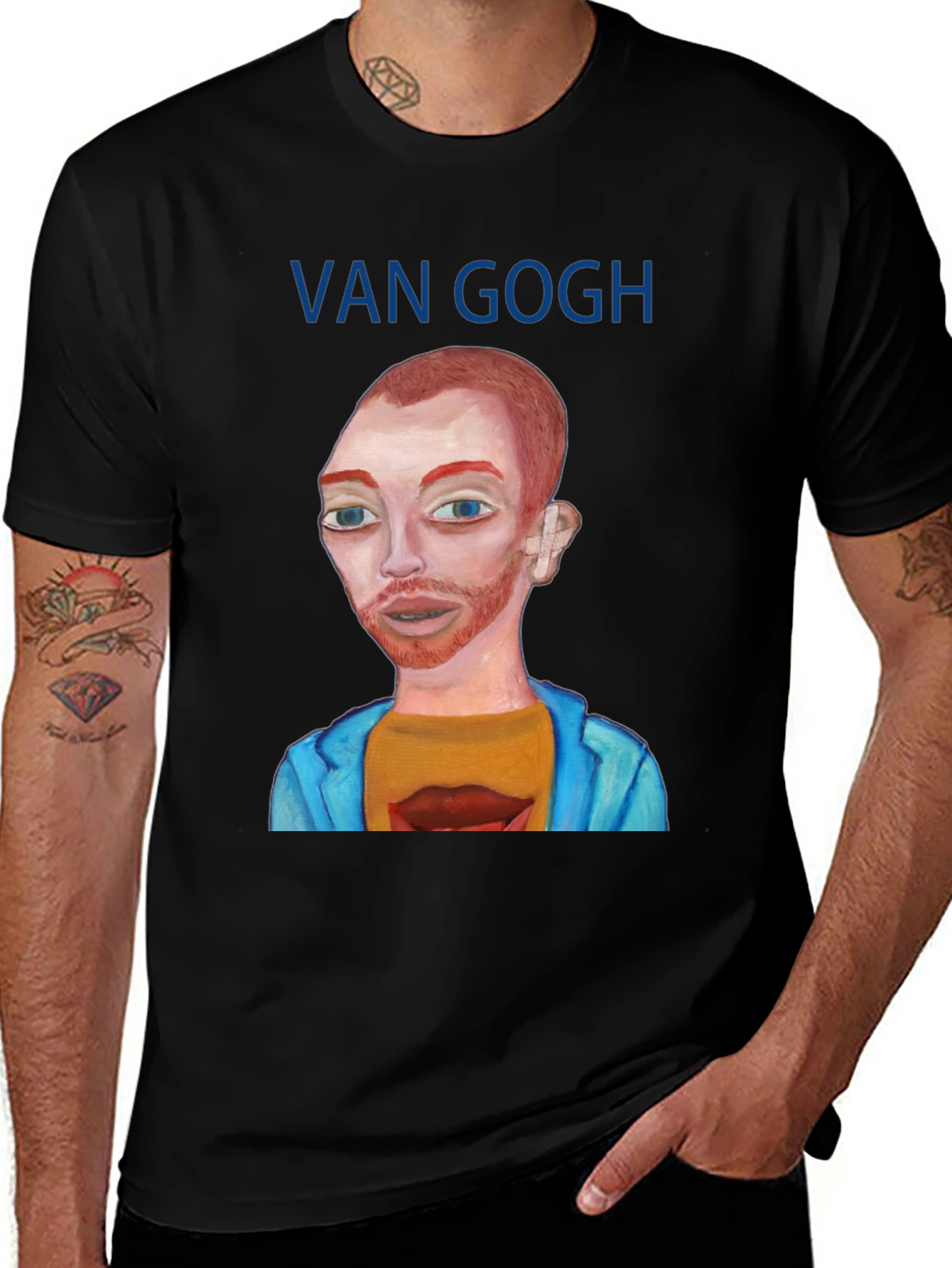 Van Gogh Graphic Print Black Tee Shirt