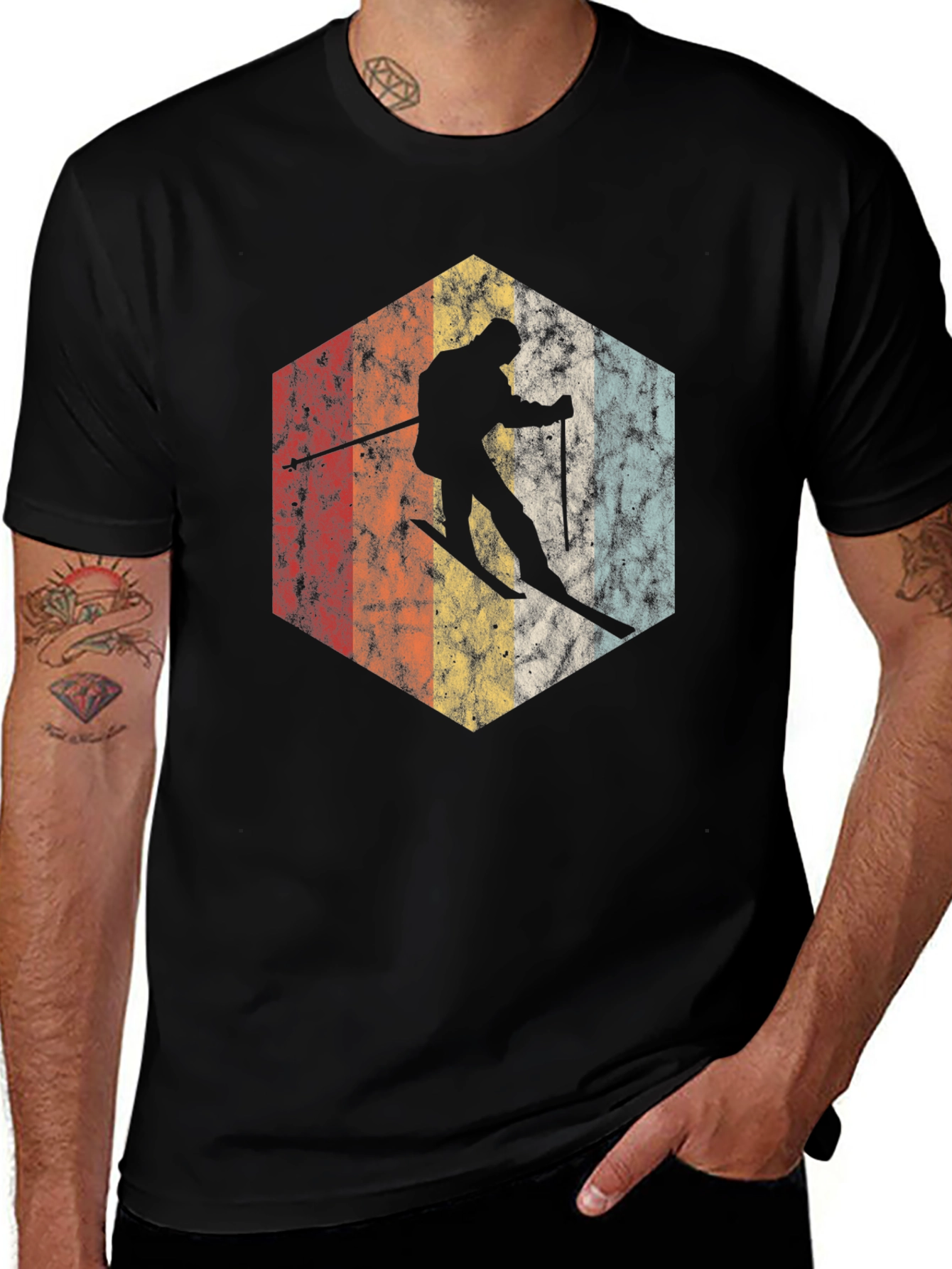 Variant 21 of Vintage Ski T-Shirt - Retro Hexagon Design