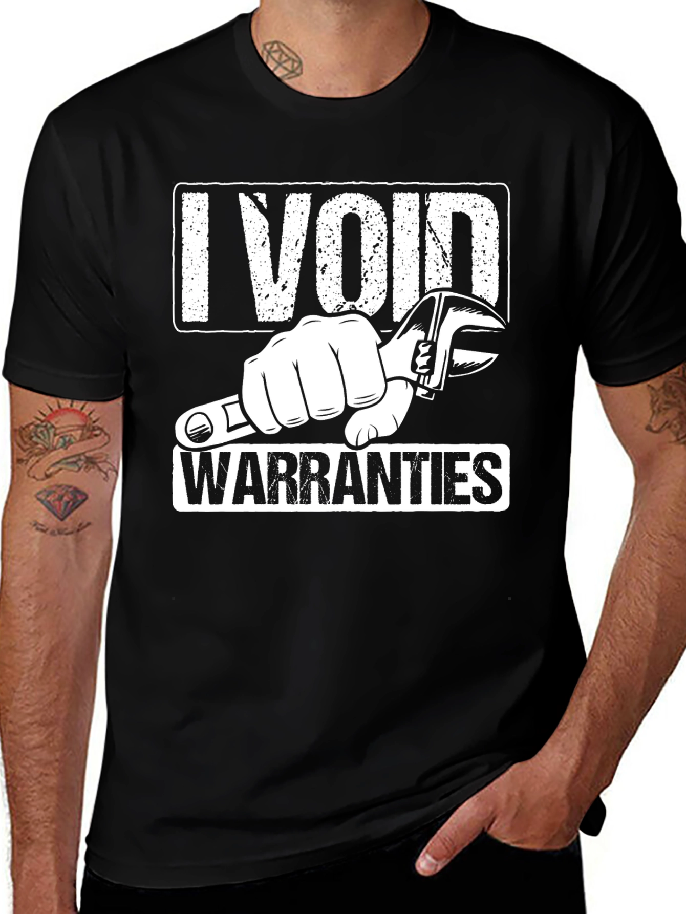 Variant 20 of I Void Warranties Graphic Tee - Black