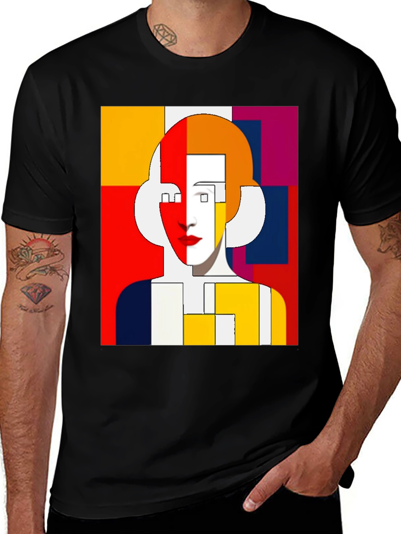Variant 16 of Abstract Face Graphic Tee - Unique Art Shirt