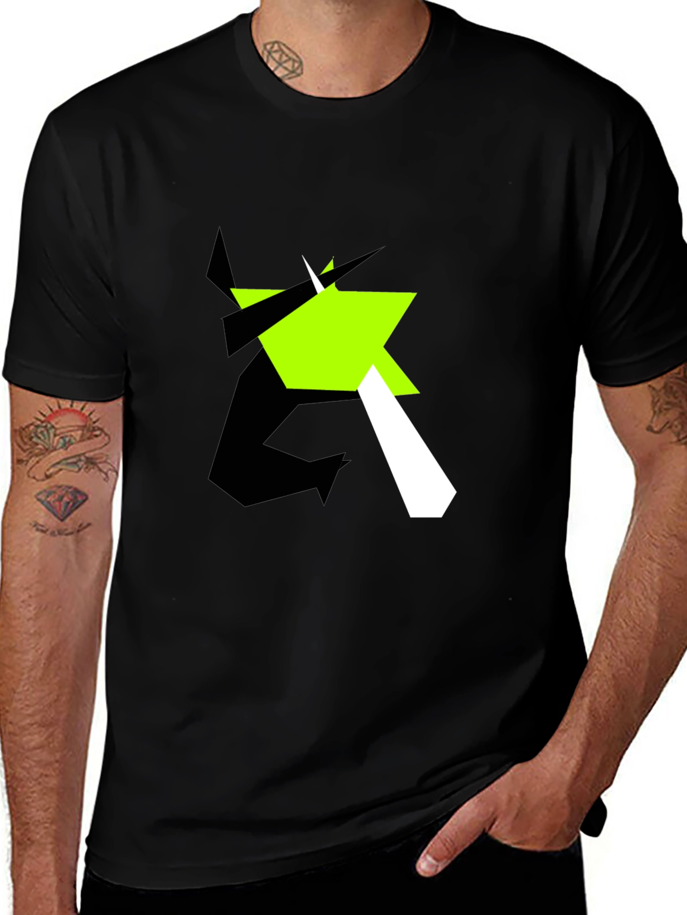 Variant 25 of Abstract Graphic Print Black T-Shirt