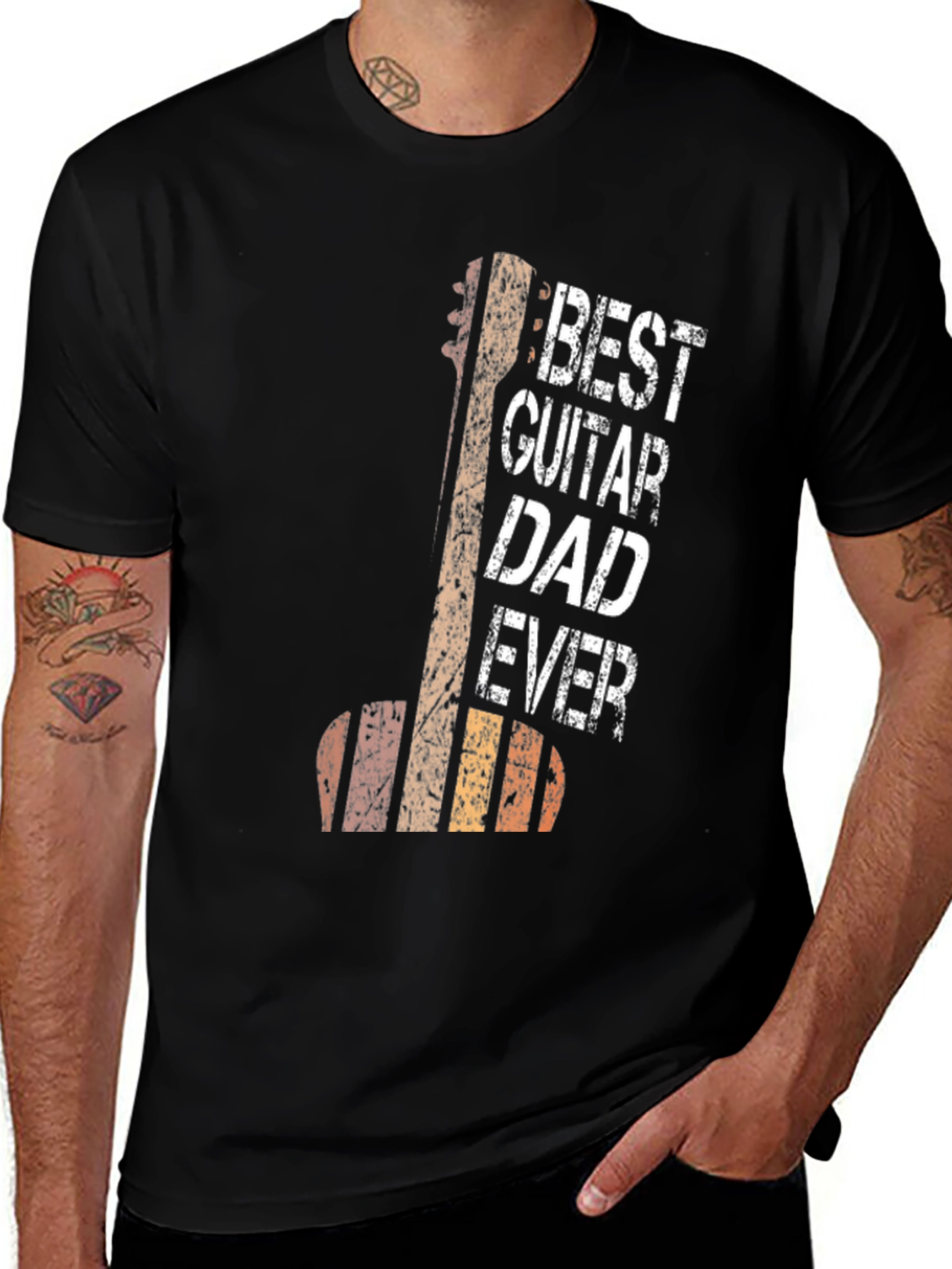 Variant 22 of Best Guitar Dad Ever Black T-Shirt