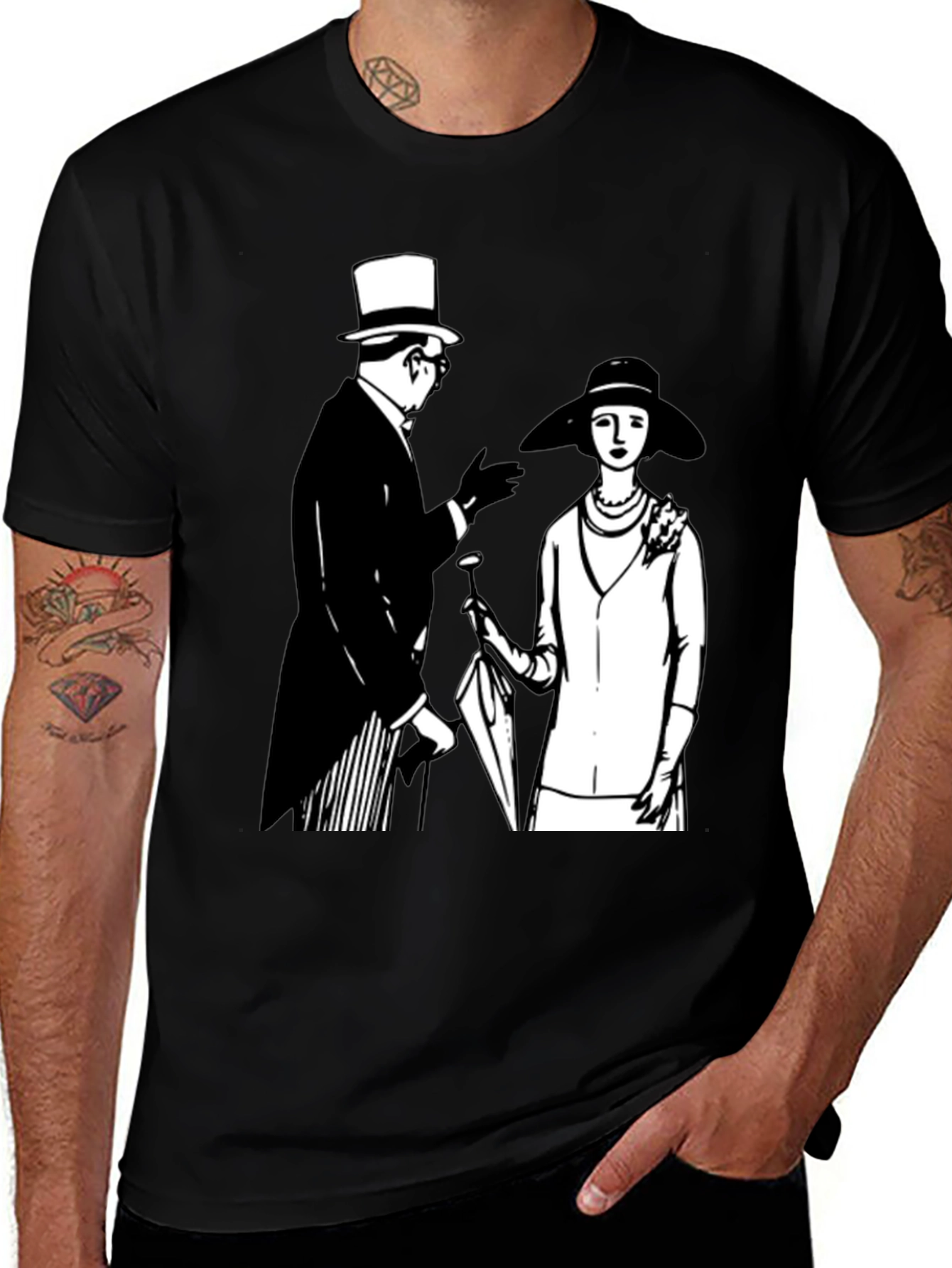 Variant 4 of Vintage Style Graphic Tee - Black Cotton T-Shirt