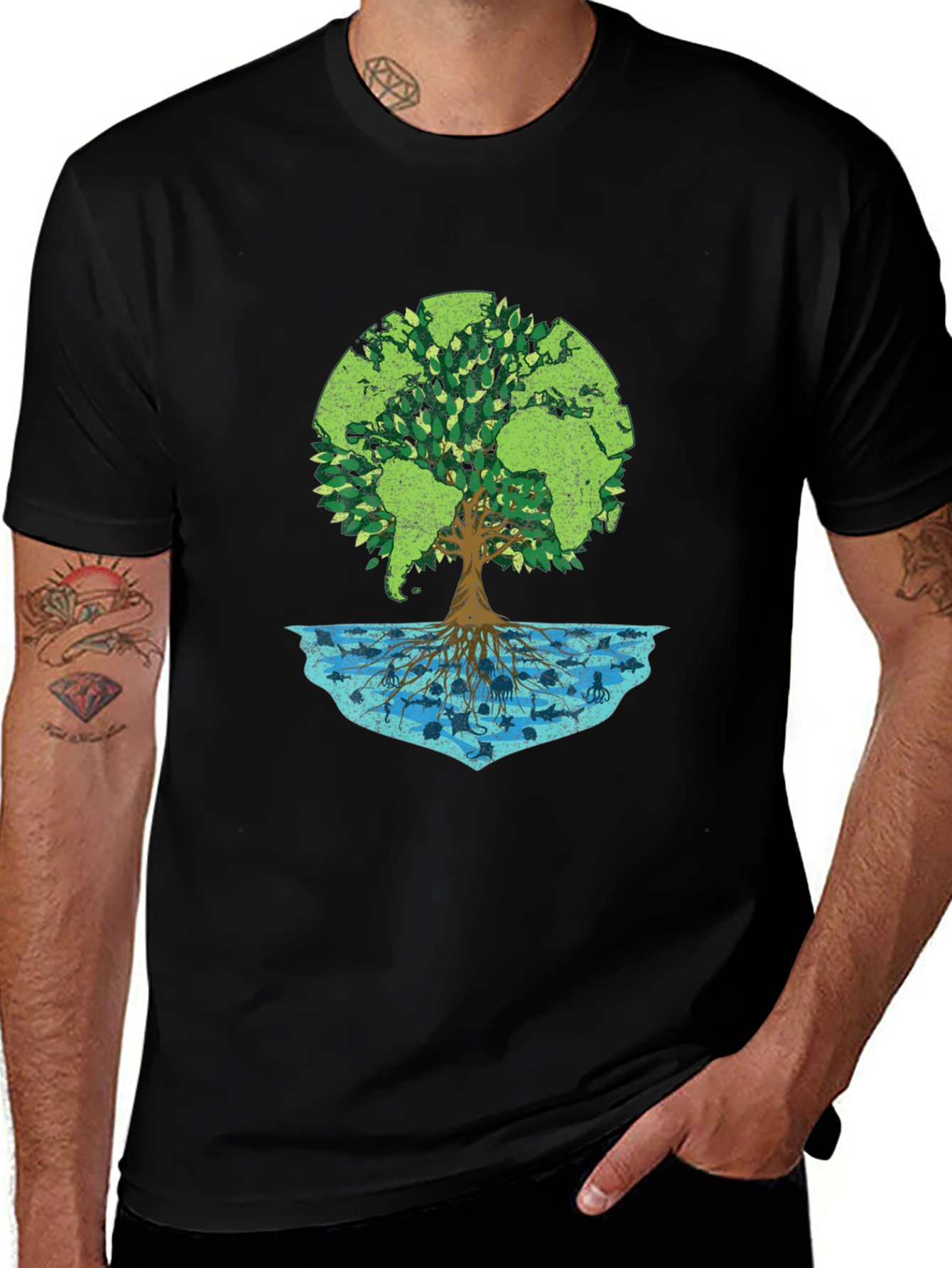 Variant 7 of Earth Tree Graphic Tee - Save the Planet T-Shirt
