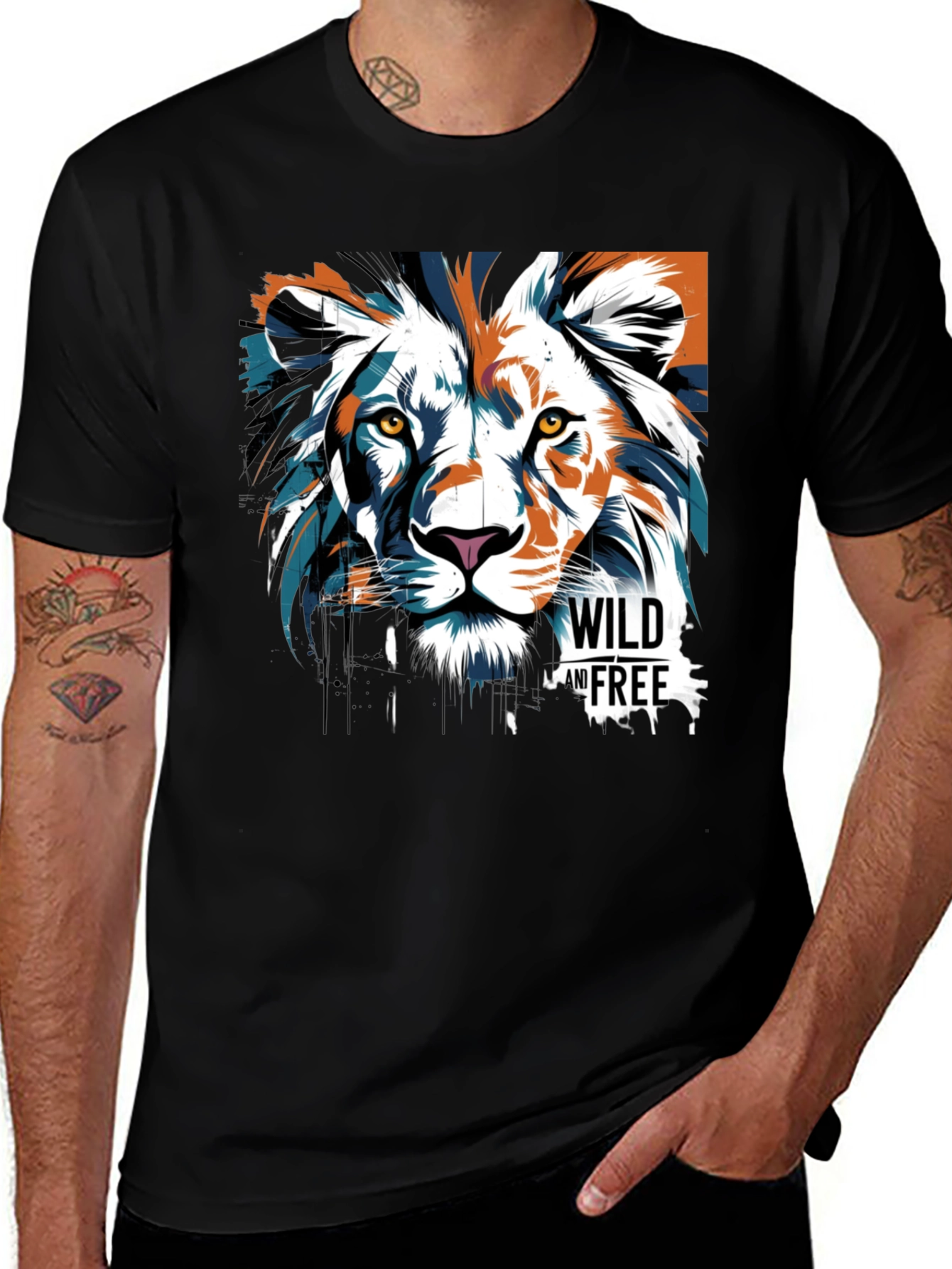 Wild & Free Lion Graphic Tee - Black