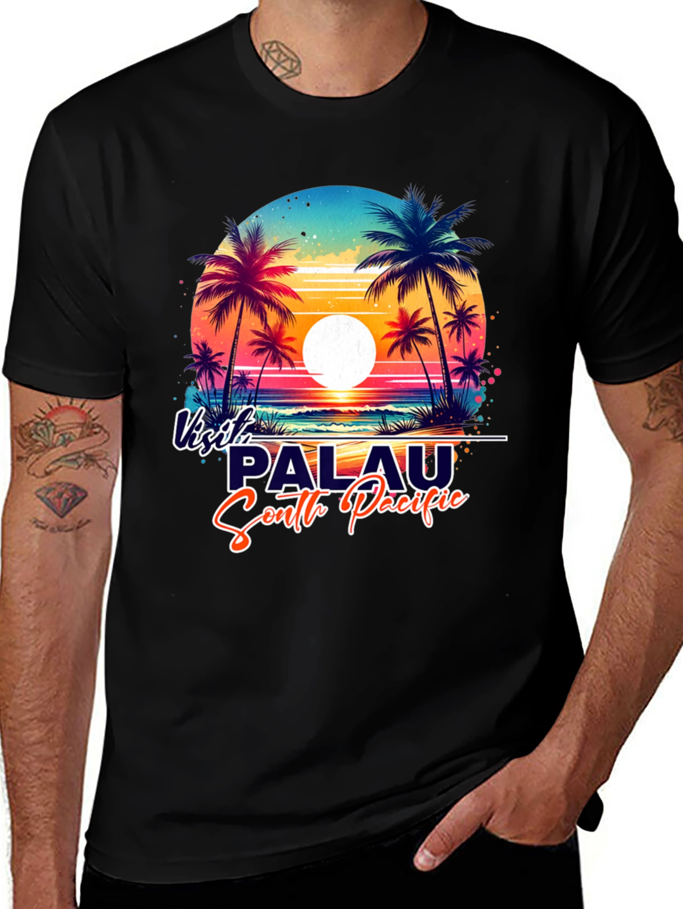 Visit Palau South Pacific Black Graphic Tee