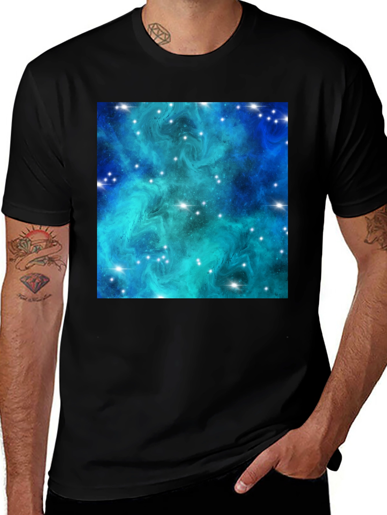 Variant 4 of Nebula Galaxy Print Black T-Shirt
