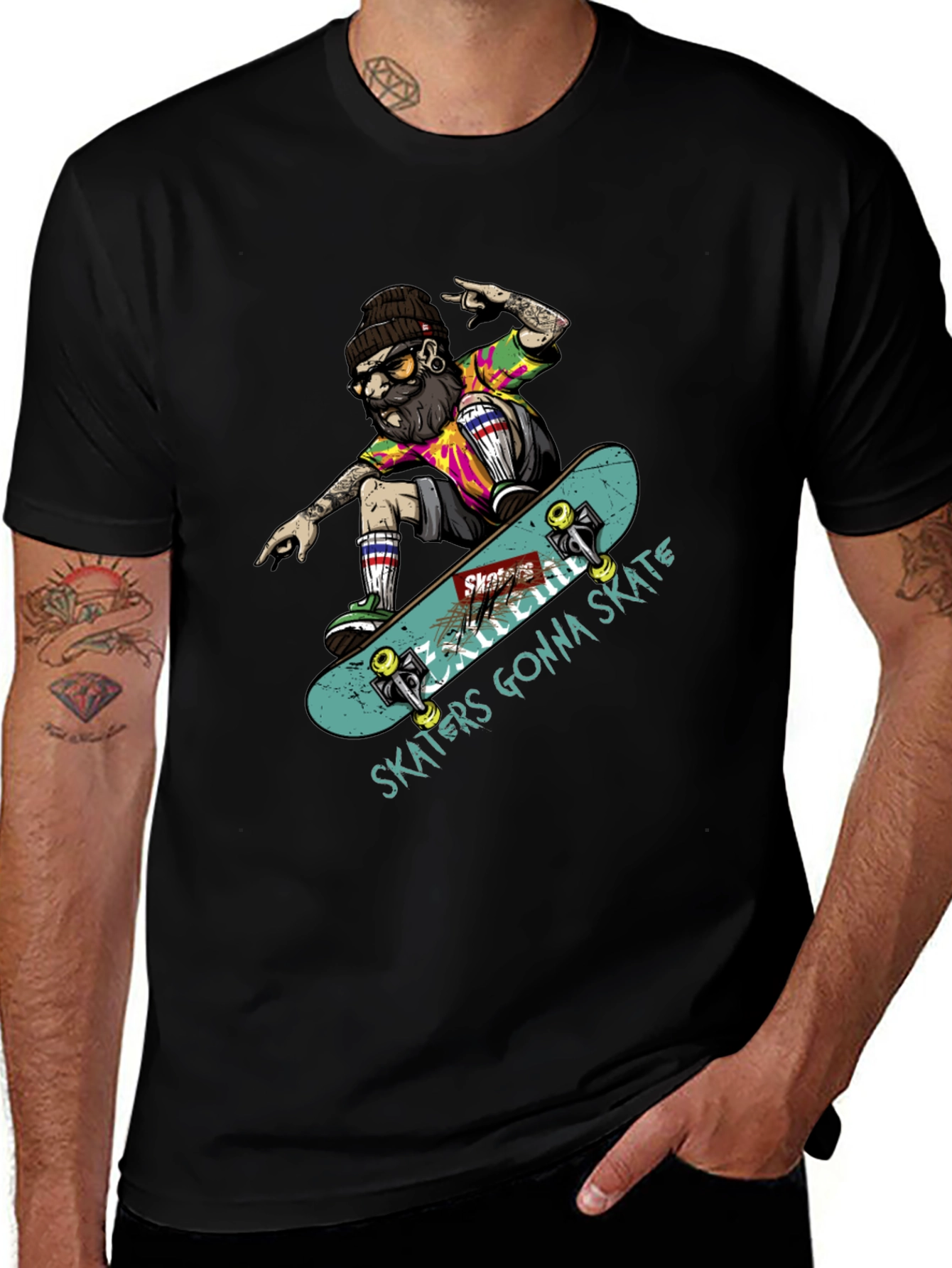 Variant 26 of Skaters Gonna Skate Graphic Tee - Black Cotton T-Shirt
