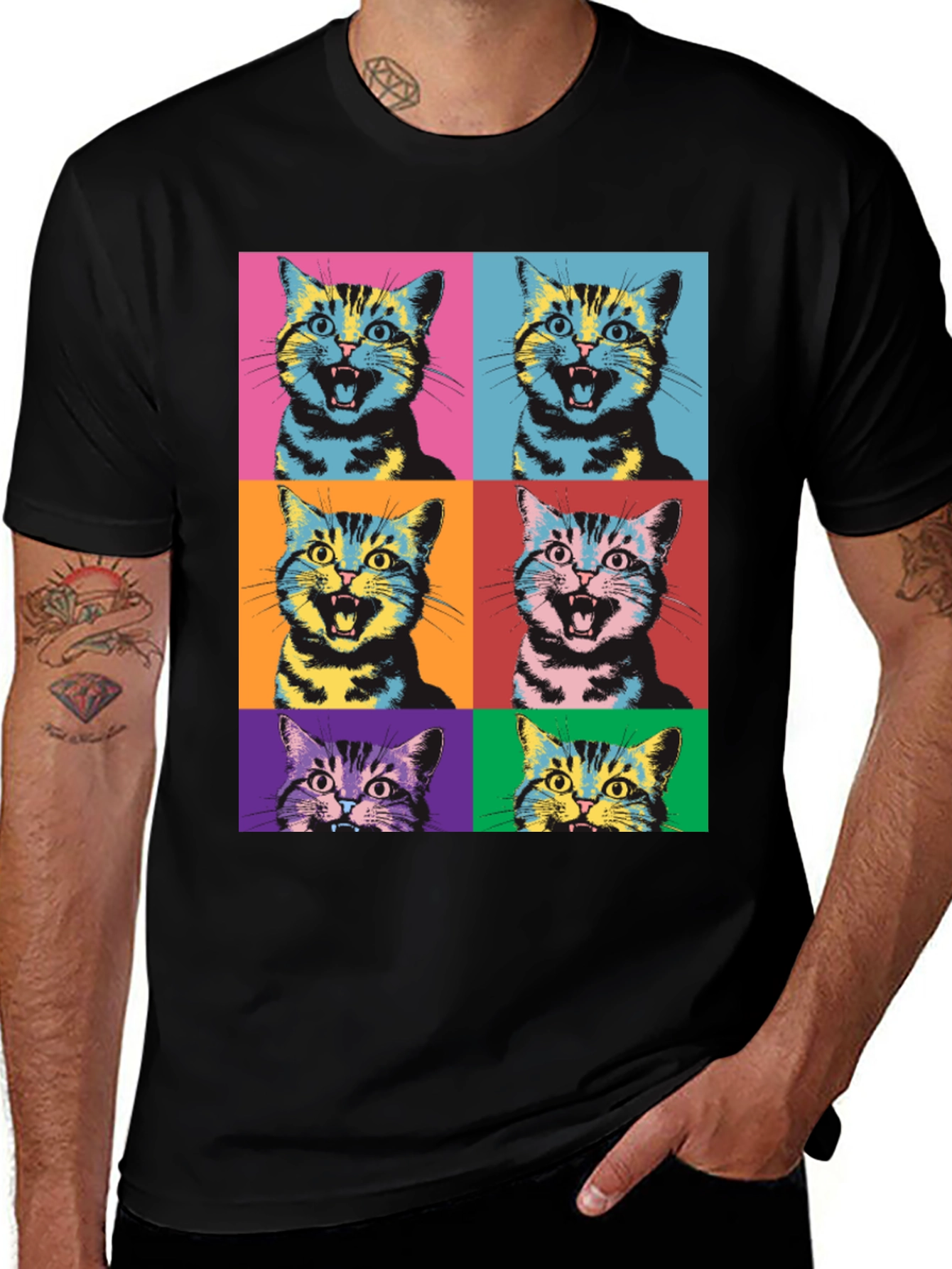 Variant 22 of Pop Art Cat Graphic T-Shirt - Unique Style