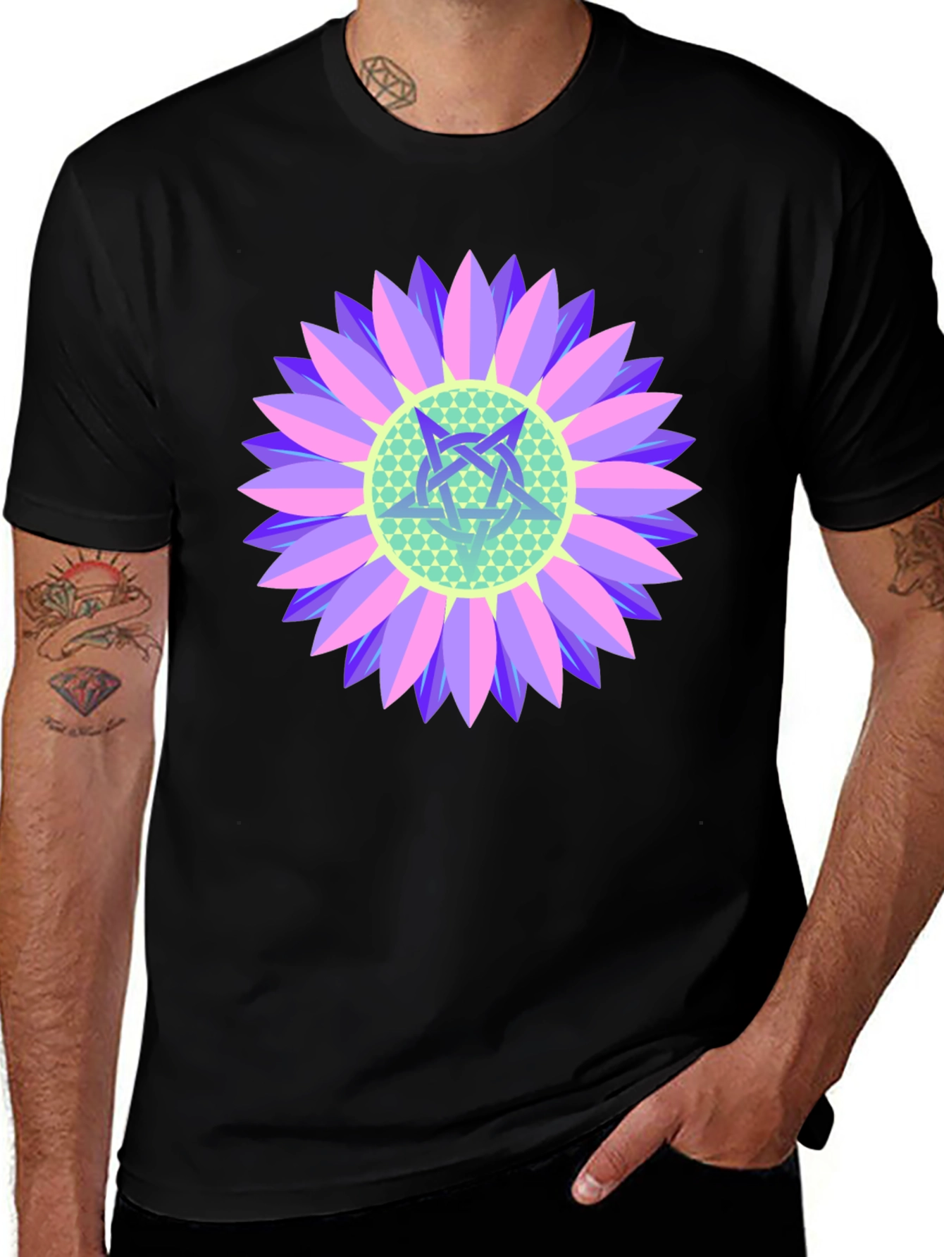 Variant 26 of Floral Pentagram Graphic Tee