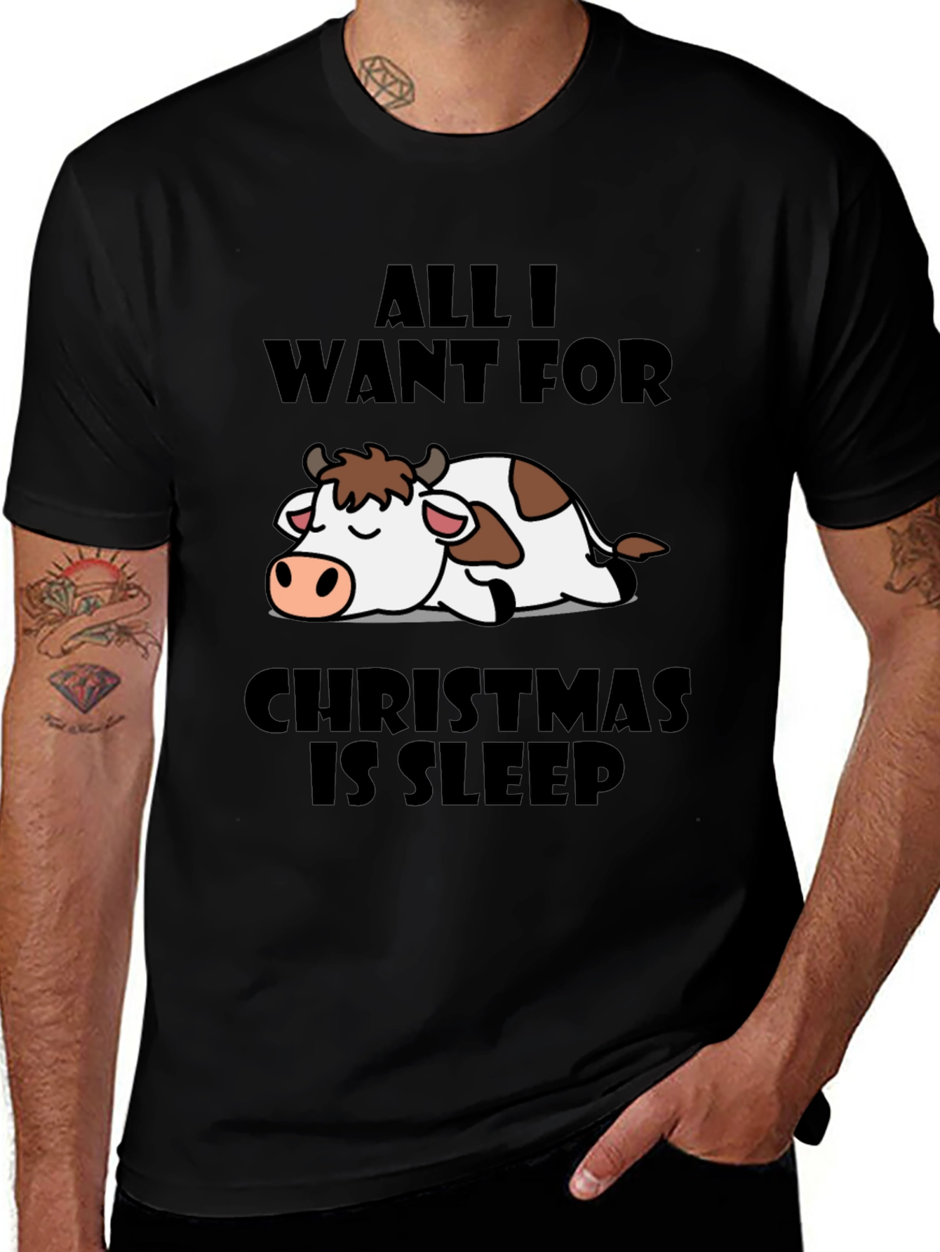 Variant 25 of Funny Christmas Cow Sleep T-Shirt