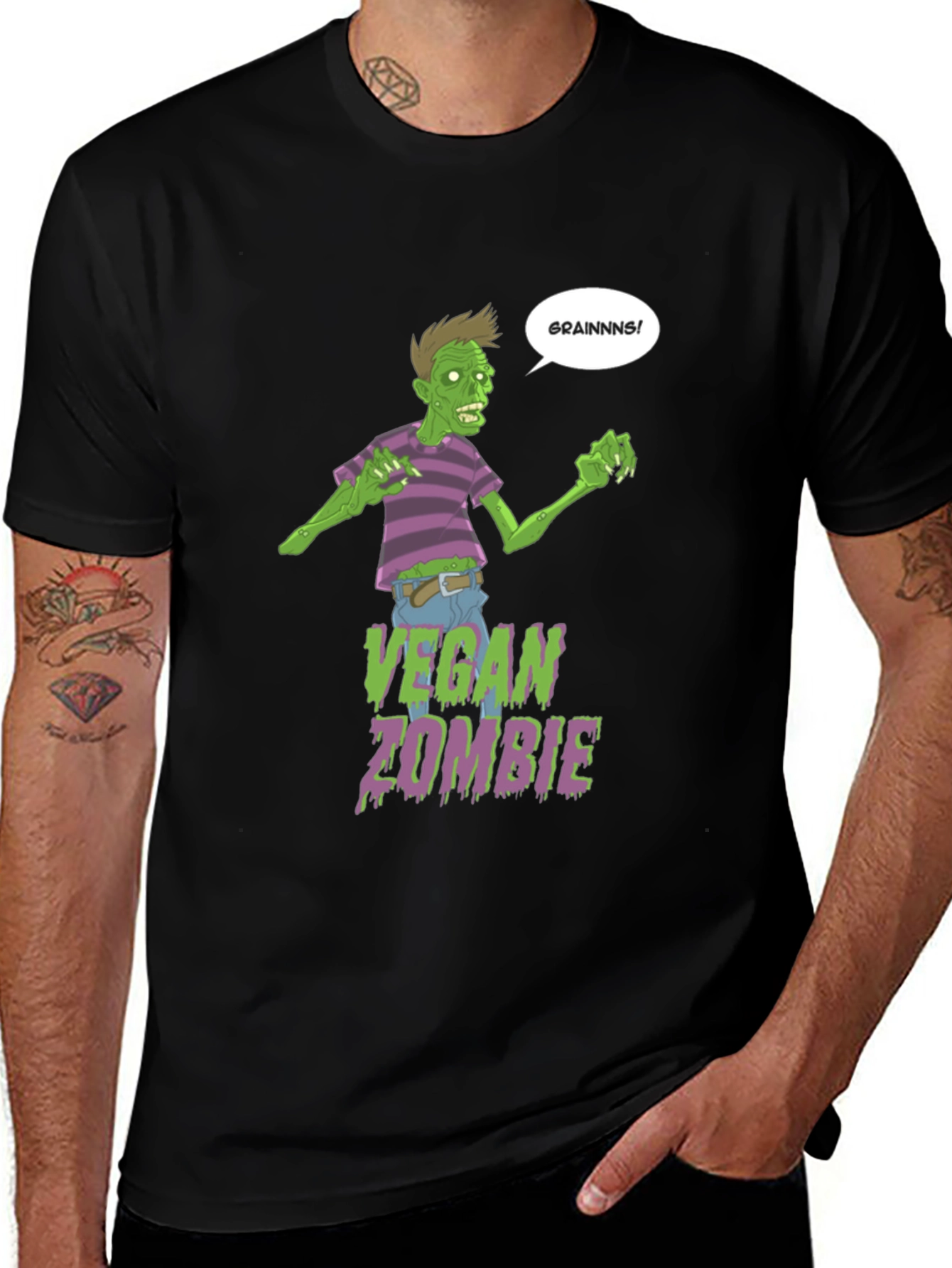Variant 29 of Vegan Zombie Brains T-Shirt Graphic Tee