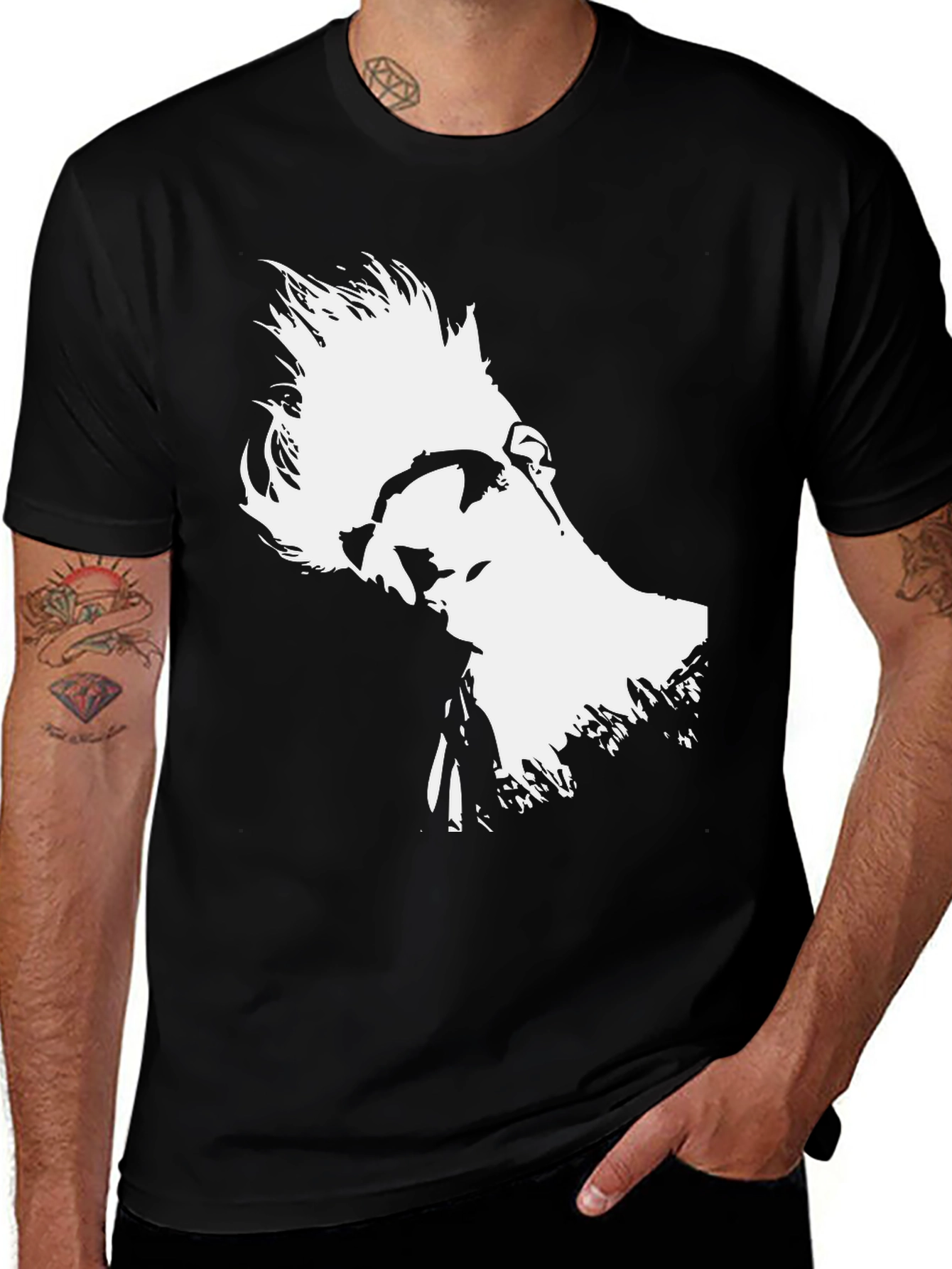 Variant 9 of Cool Black T-Shirt with White Graphic Print