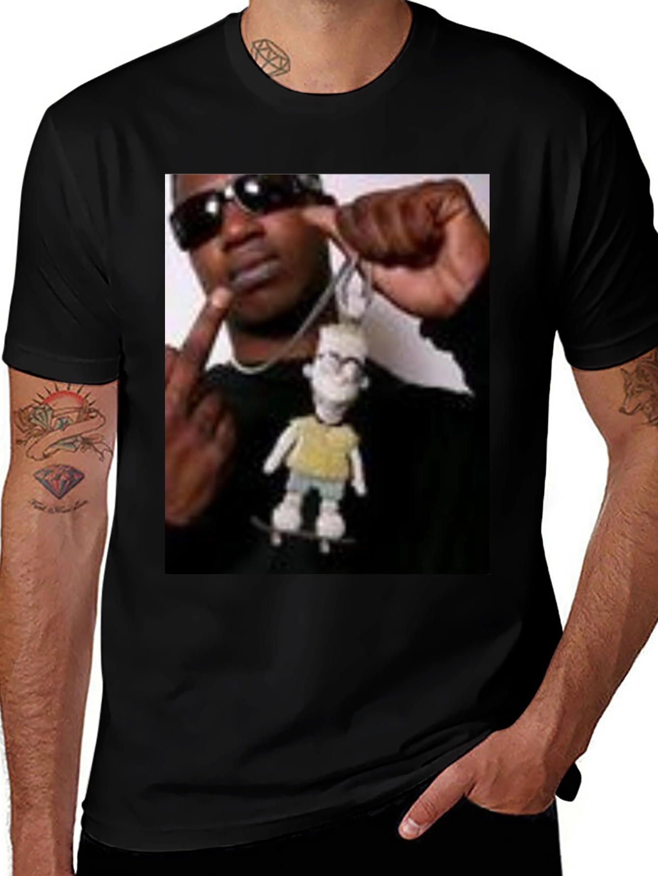 Variant 26 of Man's T-Shirt with Rapper Graphic