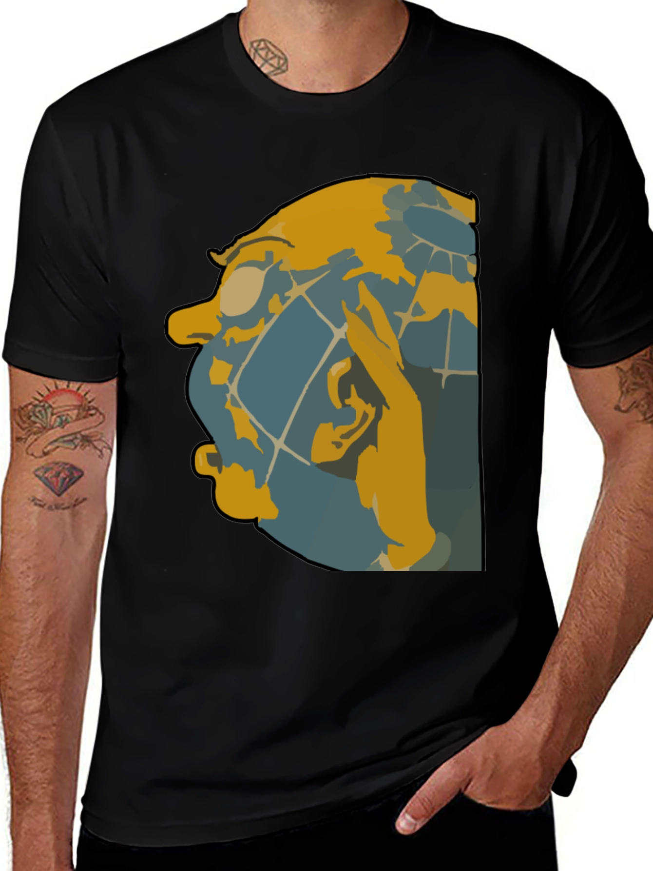 Variant 6 of Unique Graphic Tee - Abstract Face Design