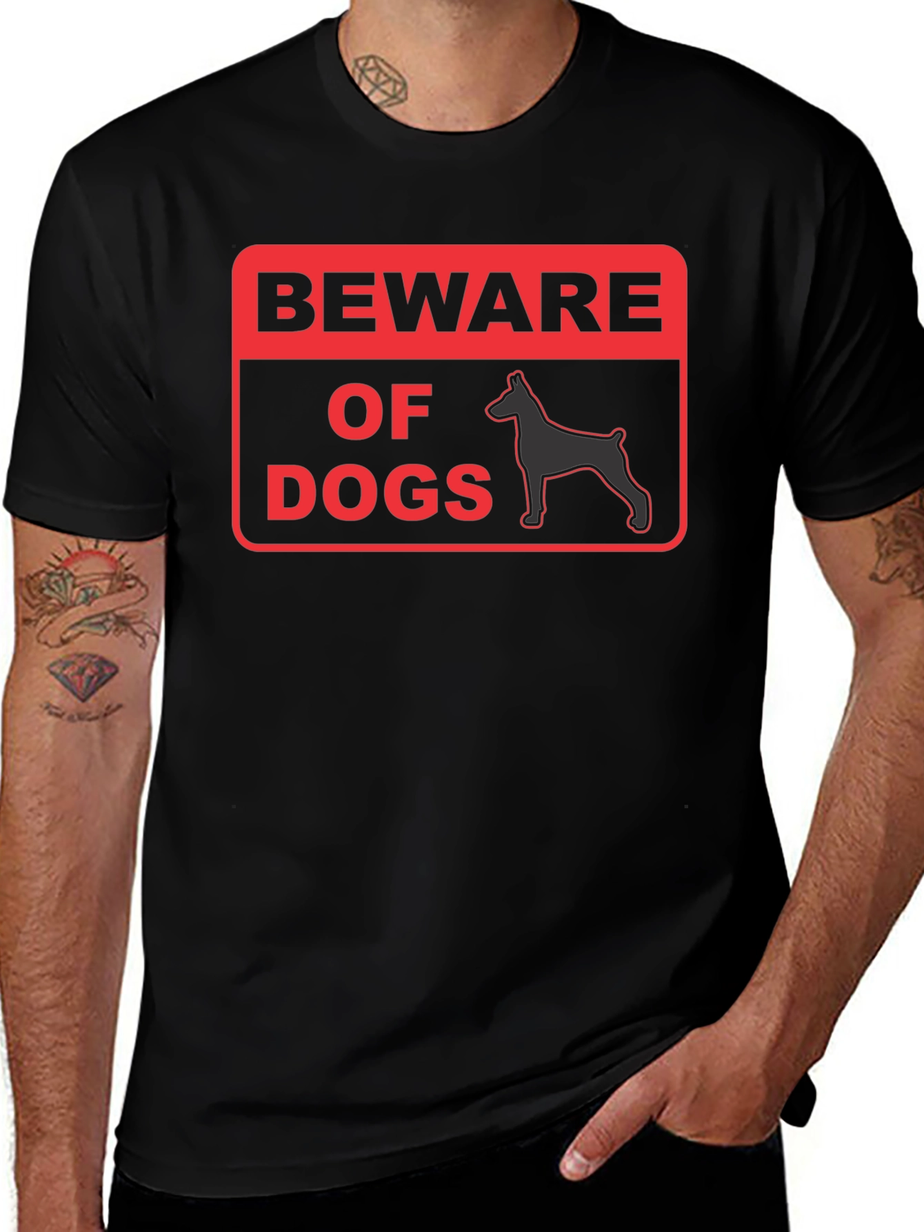 Variant 30 of Beware of Dogs Graphic Tee - Black