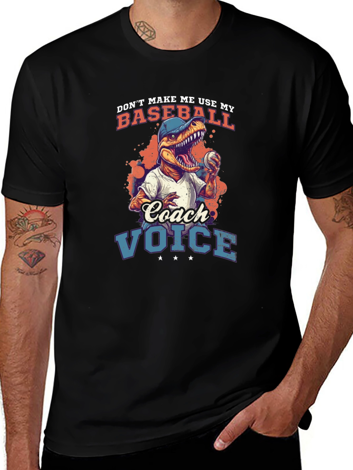 Variant 3 of Dino Baseball Coach T-Shirt - Funny Graphic Tee