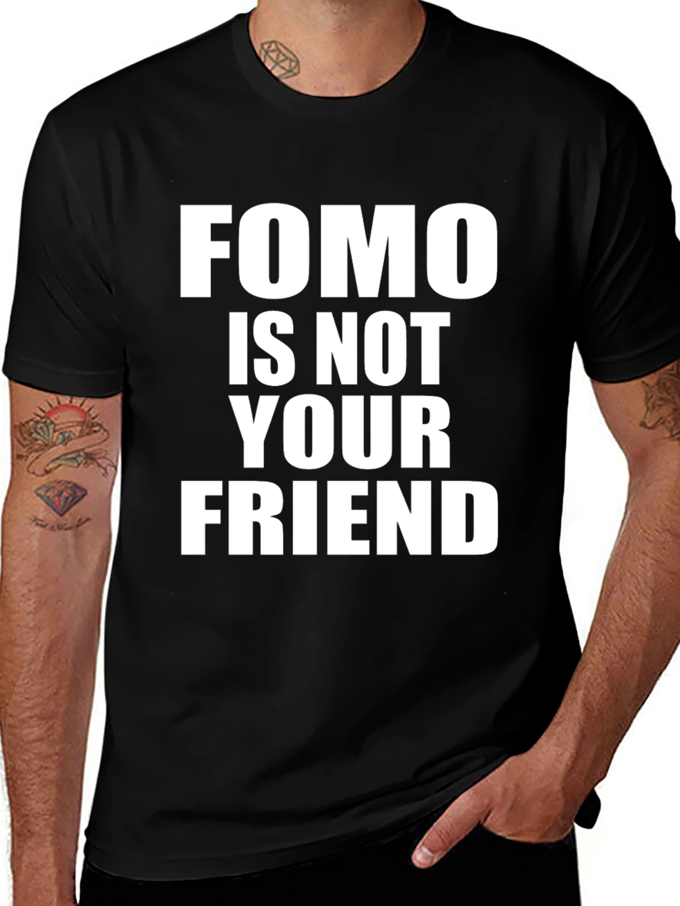 Variant 26 of FOMO Is Not Your Friend Graphic T-Shirt - Black