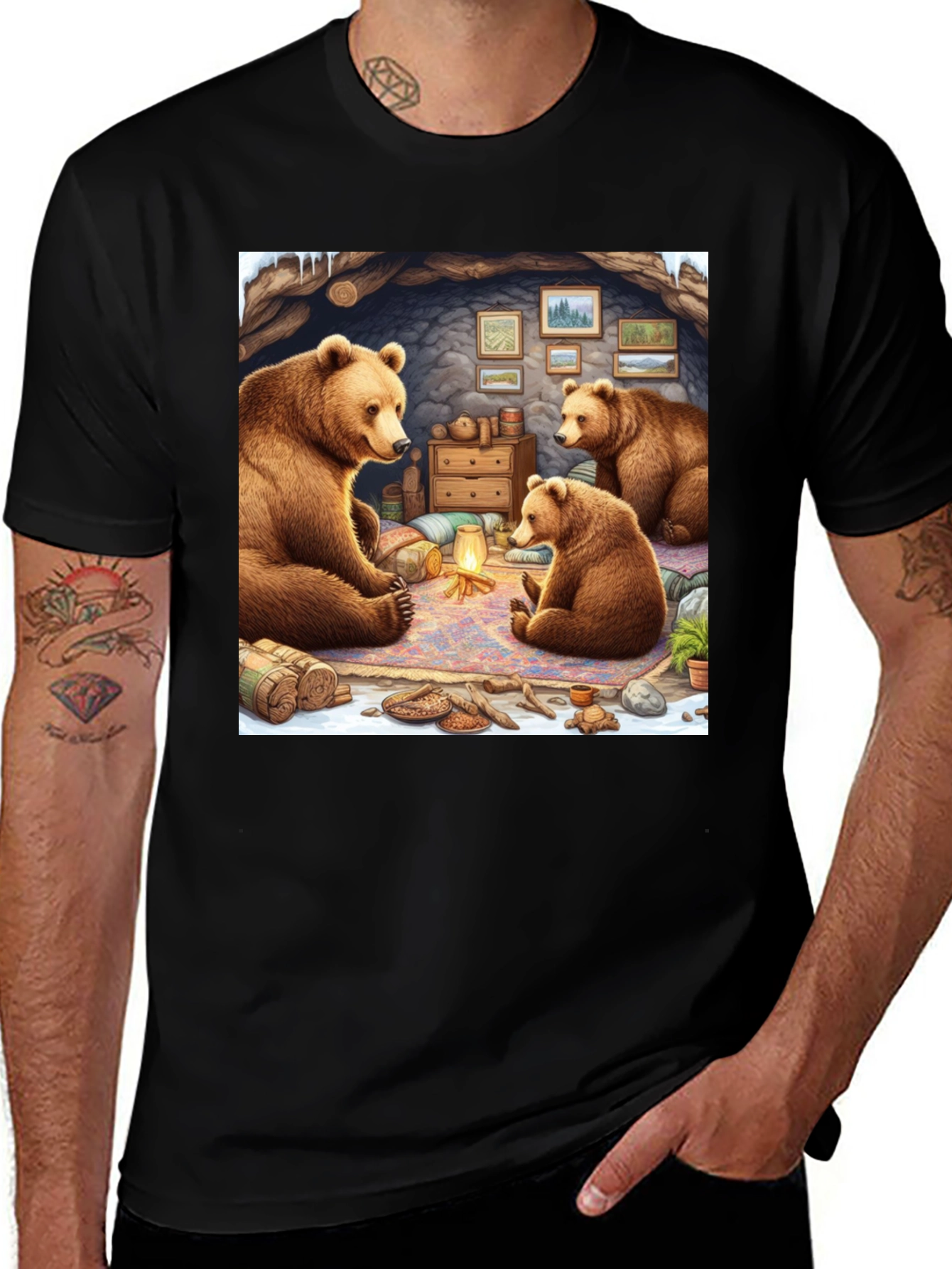 Bear Family Cabin T-Shirt
