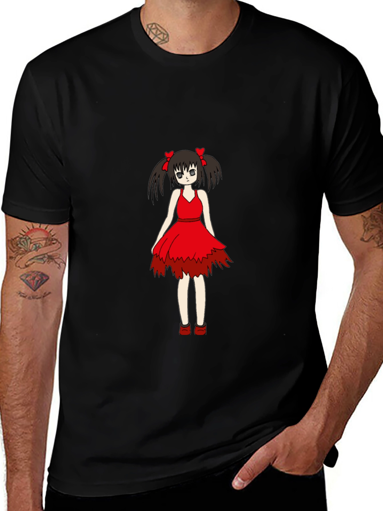 Variant 6 of Anime Girl Graphic Black T-Shirt