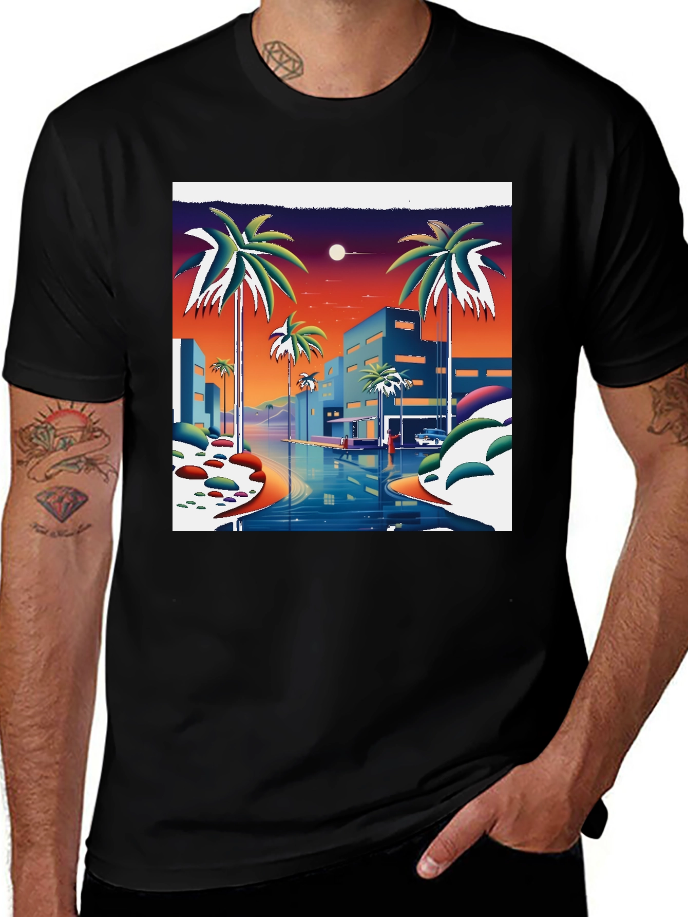 Variant 19 of Sunset Palm Paradise T-Shirt