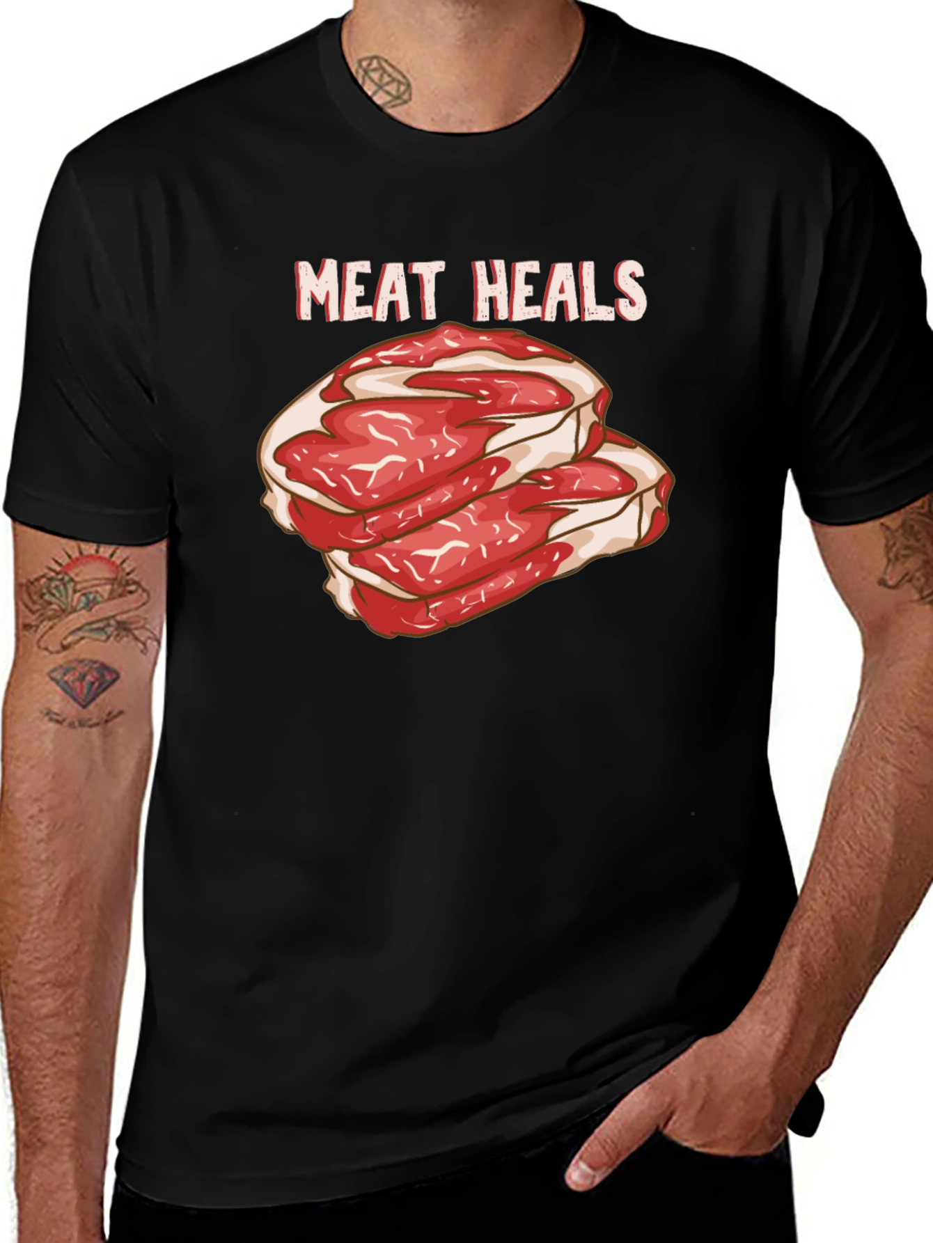 Variant 15 of Meat Heals Graphic Black T-Shirt