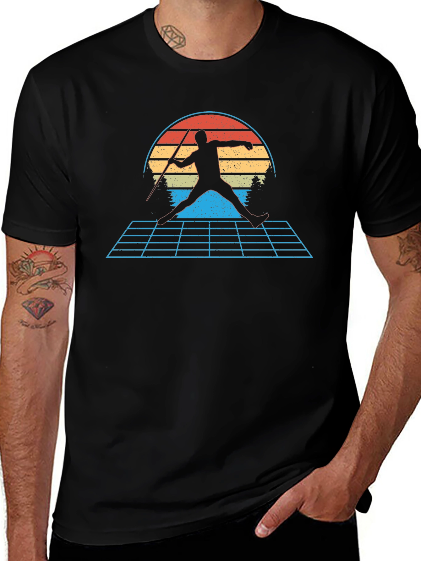 Variant 23 of Retro Javelin Thrower Graphic T-Shirt