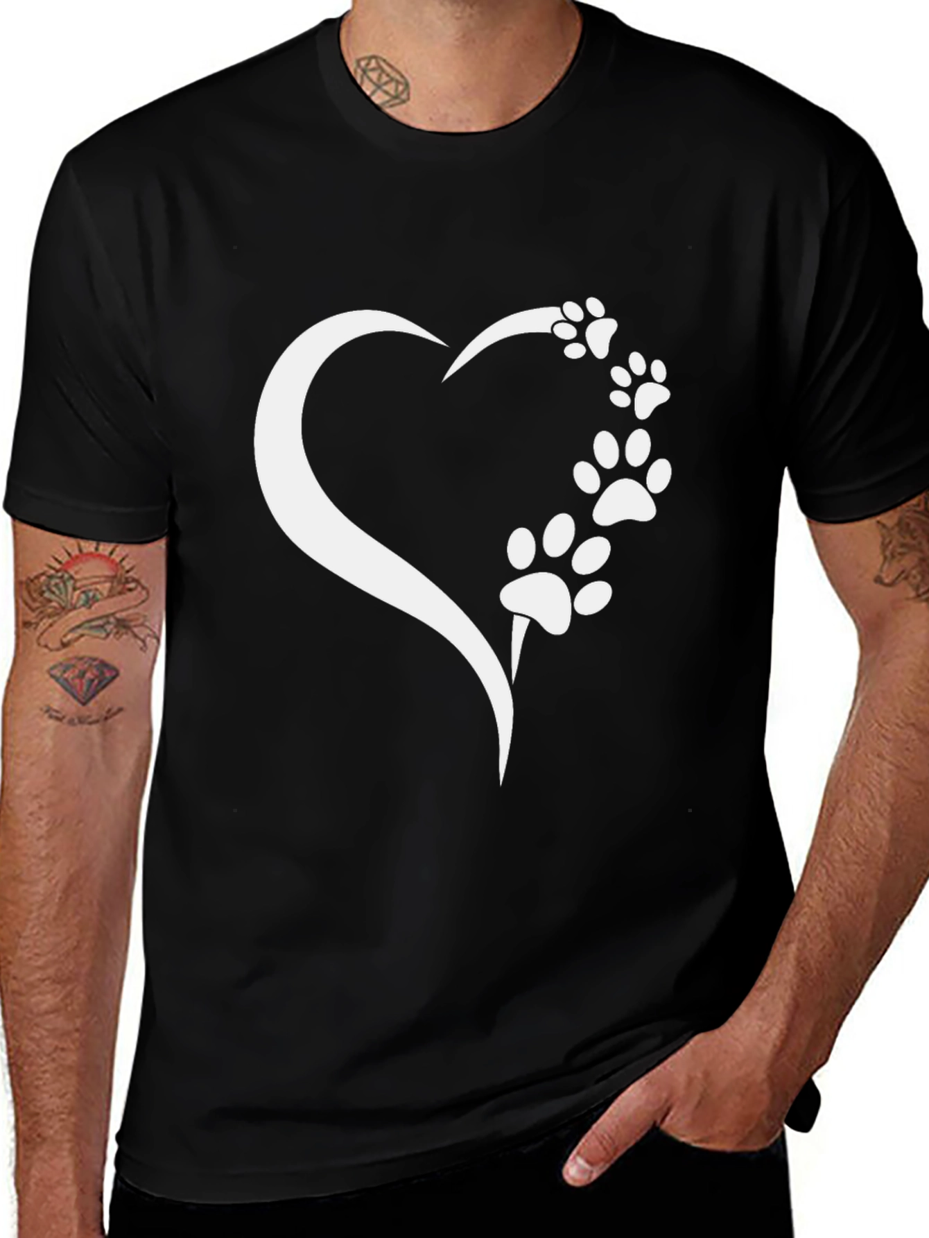 Variant 4 of Paw Print Heart Graphic Tee - Dog Lover T-Shirt