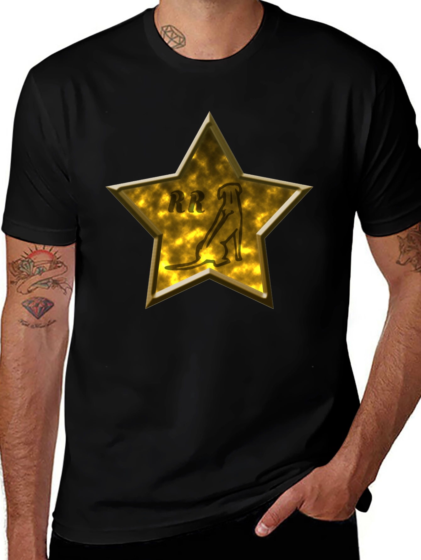 Golden Star Dog Design T-Shirt