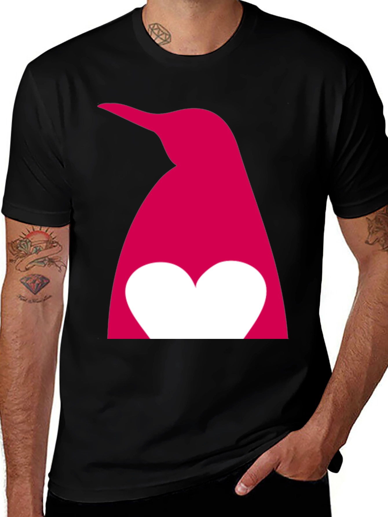 Variant 24 of Penguin Heart Graphic T-Shirt - Black