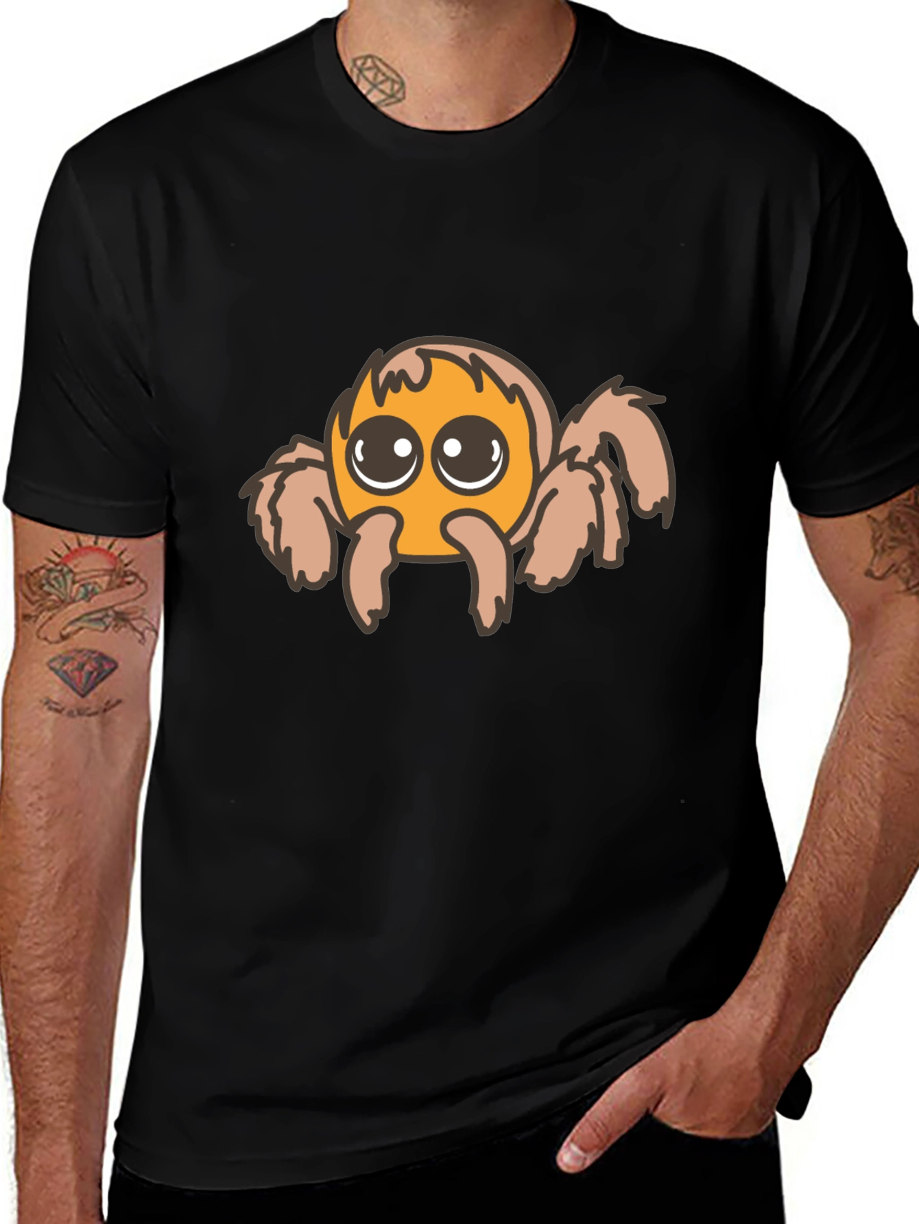 Variant 19 of Cute Spider Graphic Tee - Black Cotton Shirt