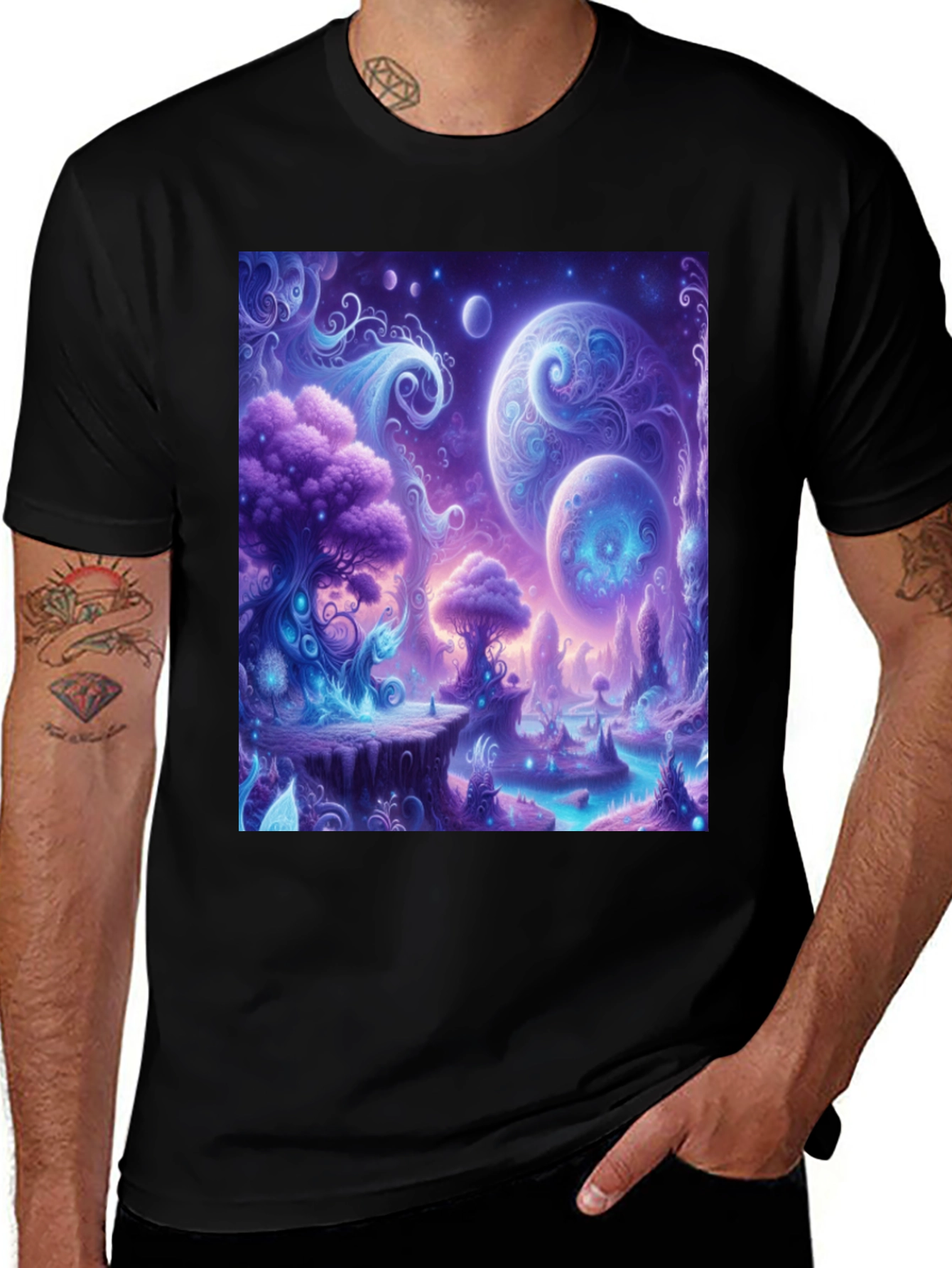 Variant 8 of Cosmic Dreamscape T-Shirt: Surreal Fantasy Design